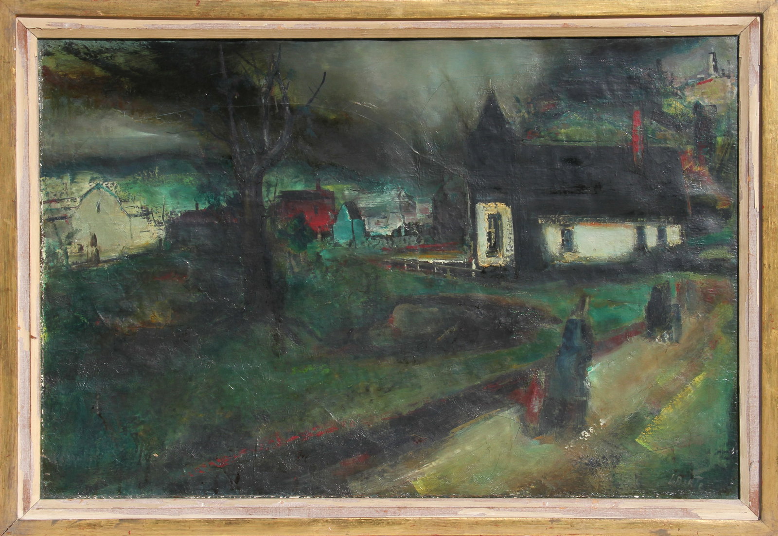 Jean Louis Liberte, French Village, Painting: Artist: Jean Louis Liberte, French/American (1896 - 1965) Title: French Village Year: circa 1940 Medium: Oil on Canvas, signed lower right Size: 23 in. x 33 in. (58.42 cm x 83.82 cm)