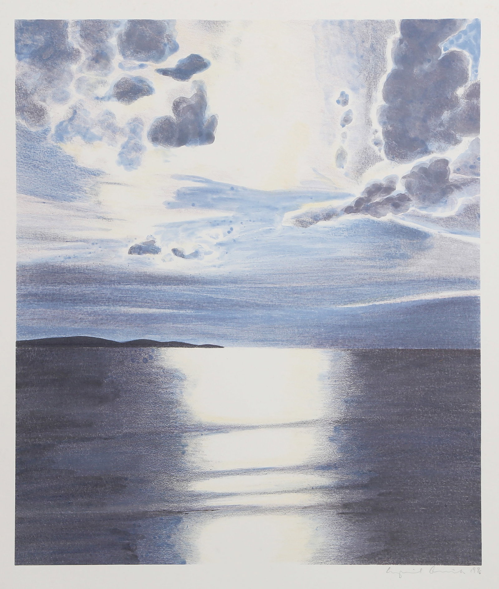 April Gornik, Horizon, Lithograph: Artist: April Gornik, American (1953 - ) Title: Horizon Year: 1996 Medium: Lithograph, signed, numbered and dated in pencil Edition: 100 Image Size: 21 x 17.75 inches Size: 27.5 x 23.5 in. (69.85 x 59