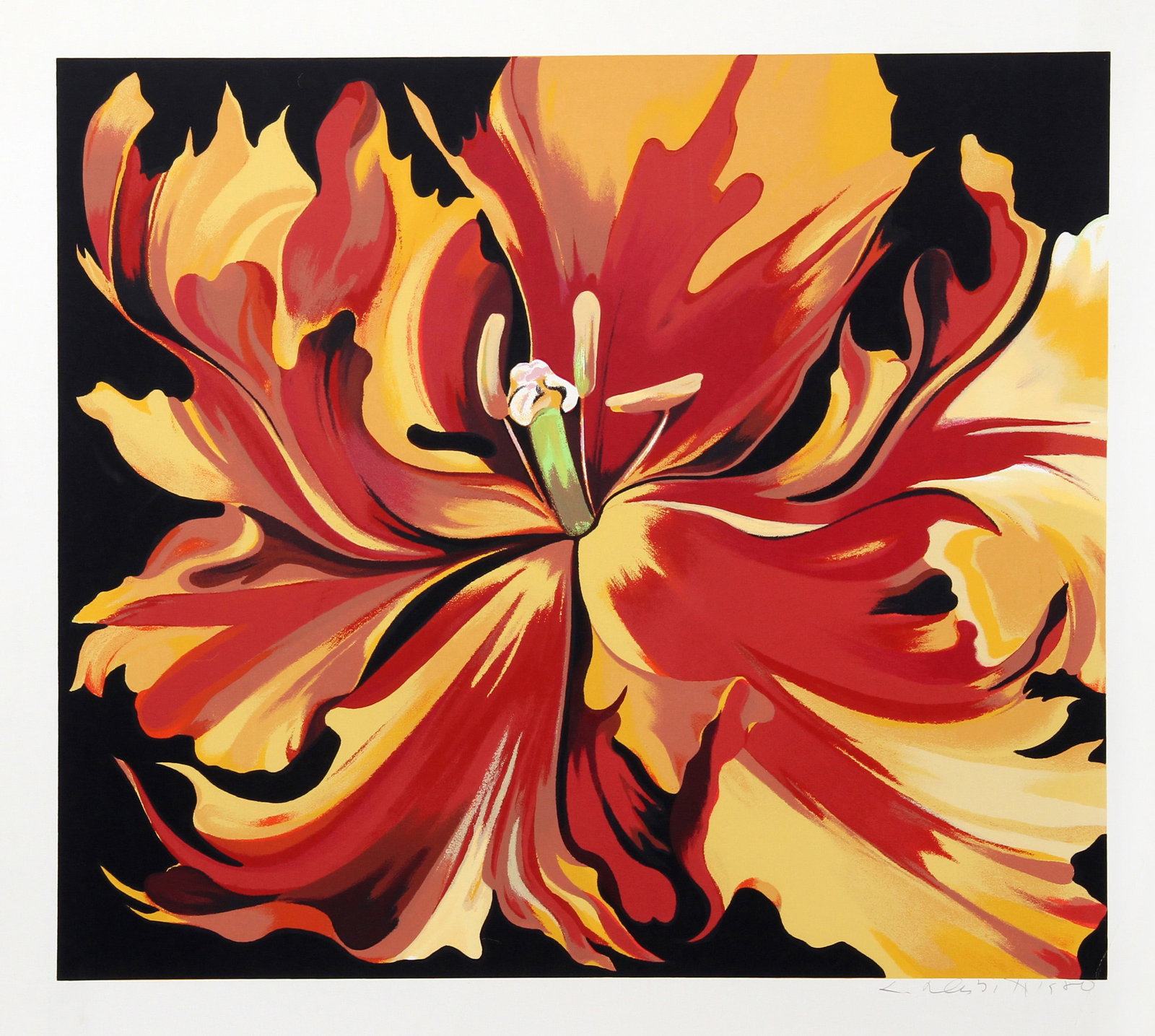 Lowell Blair Nesbitt, Red and Yellow Parrot Tulips, Screenprint (1 of 2)