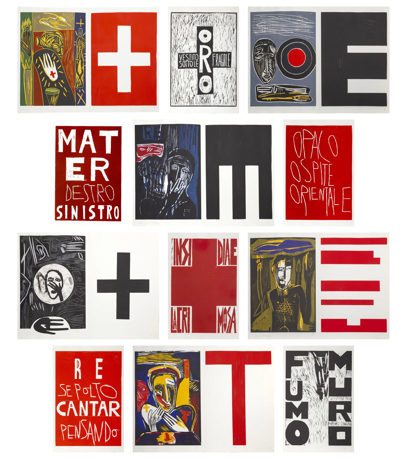 Mimmo Paladino, Lacrimose Portfolio, Woodcuts (1 of 15)