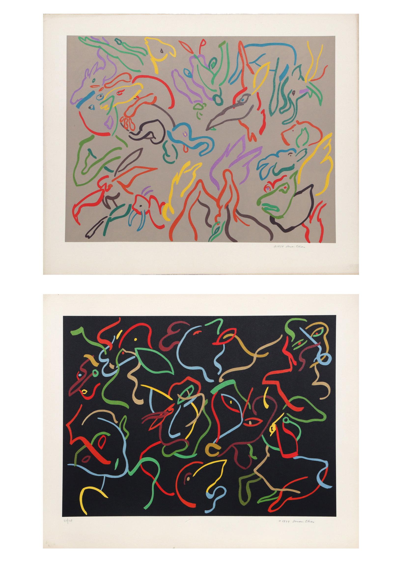 Susan Elias, Spring Suite, Lot of Two Lithographs: Artist: Susan Elias, American (1942 - ) Title: Spring Song I and II Year: 1979 Medium: Two Lithographs, each signed and numbered in pencil Edition: 115 Image Size: 17.5 x 24 inches Size: 23 x 28 in. (