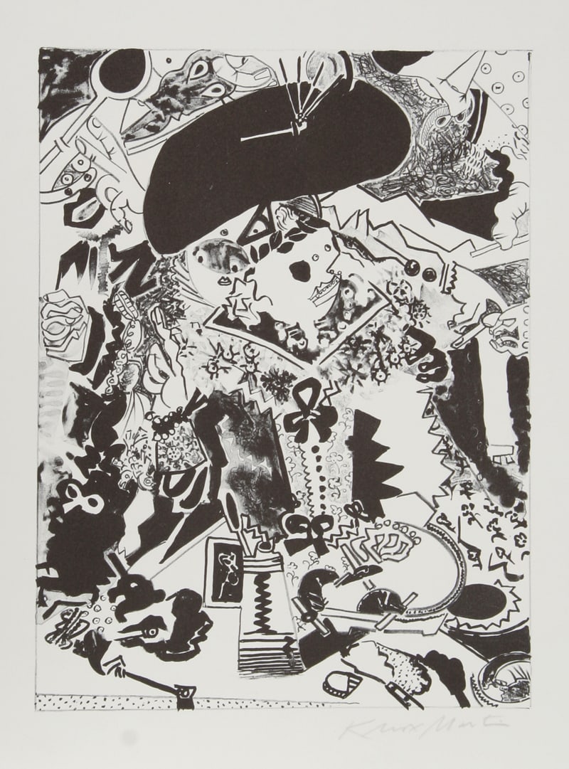 Knox Martin, Merry Company IV, Lithograph: Artist: Knox Martin, American (1923 - 2022) Title: Merry Company IV (after Franz Hals) Year: 1975 Medium: Lithograph on BFK Rives, Signed in Pencil Size: 22 in. x 18 in. (55.88 cm x 45.72 cm) Printer: