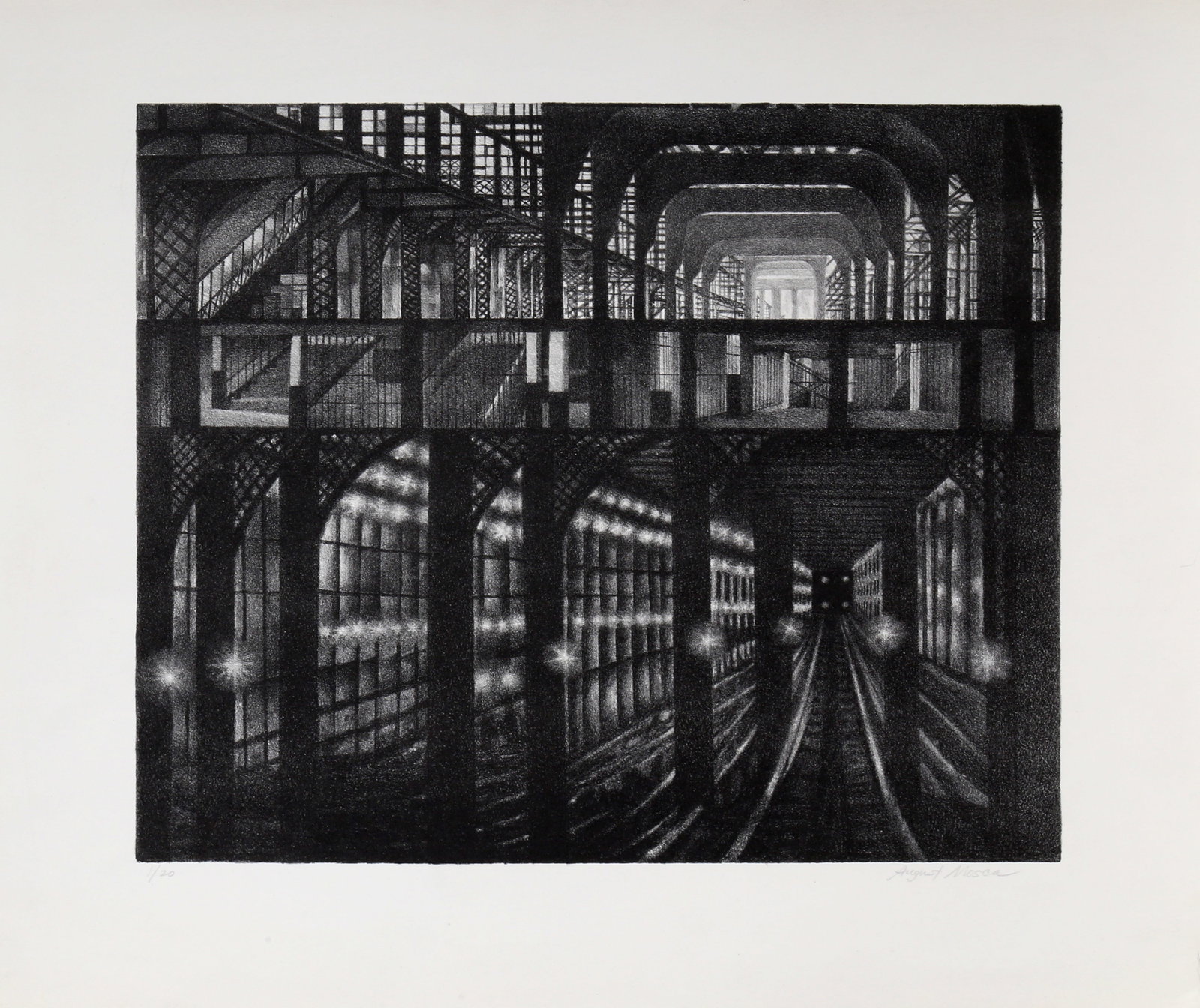 August Mosca, Subway Station, Lithograph (1 of 4)