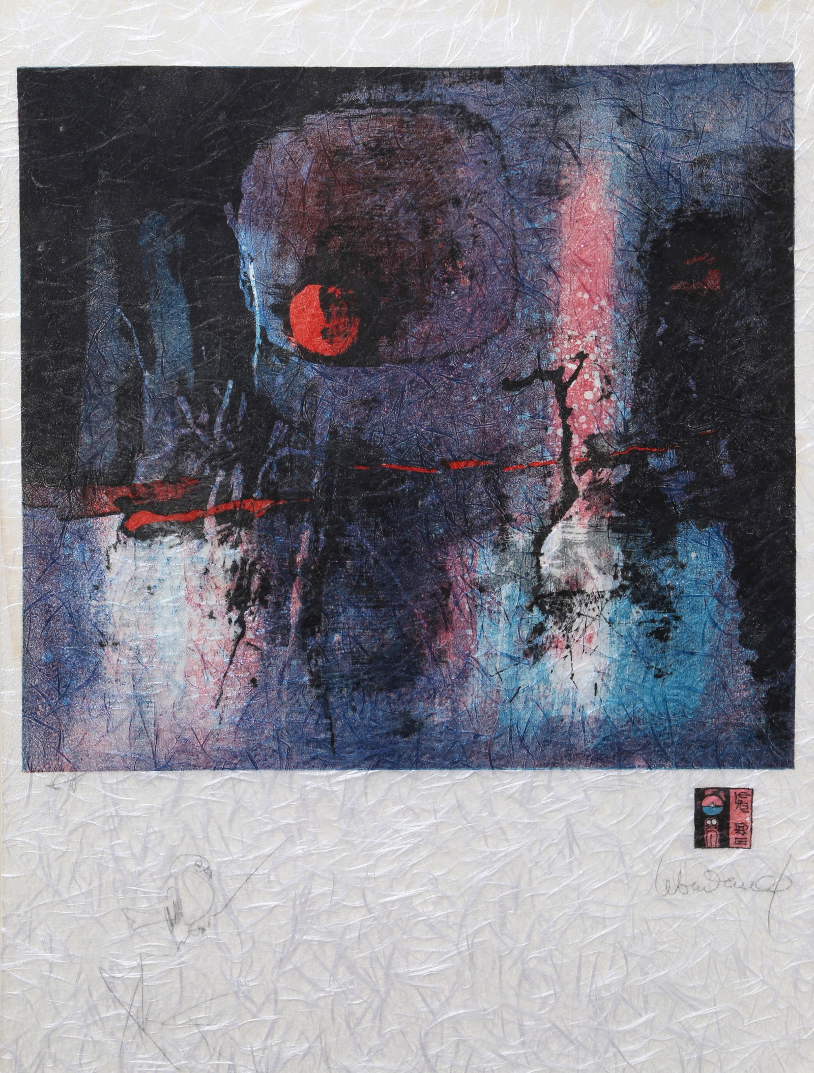 Lebadang, La Lune Mystere, Lithograph: Artist: Lebadang (aka Hoi), Vietnamese (1922 - 2015) Title: La Lune Mystere Year: circa 1975 Medium: Lithograph on Japon, signed in pencil Edition: EA Size: 29 x 21 in. (73.66 x 53.34 cm)