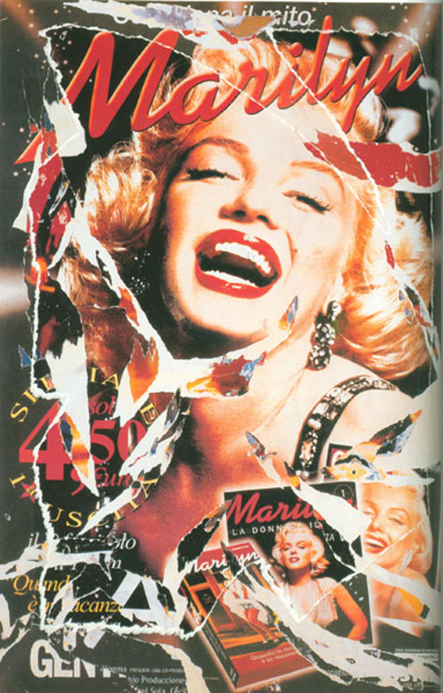 Mimmo Rotella, Omaggio a Marilyn, Screenprint with Collage: Artist: Mimmo Rotella, Italian (1918 - 2006) Title: Omaggio a Marilyn (A Tribute to Marilyn) Year: 2004 Medium: Screenprint with Collage, signed in pencil lower right Edition: 125, PA Size: 38 in. x 2