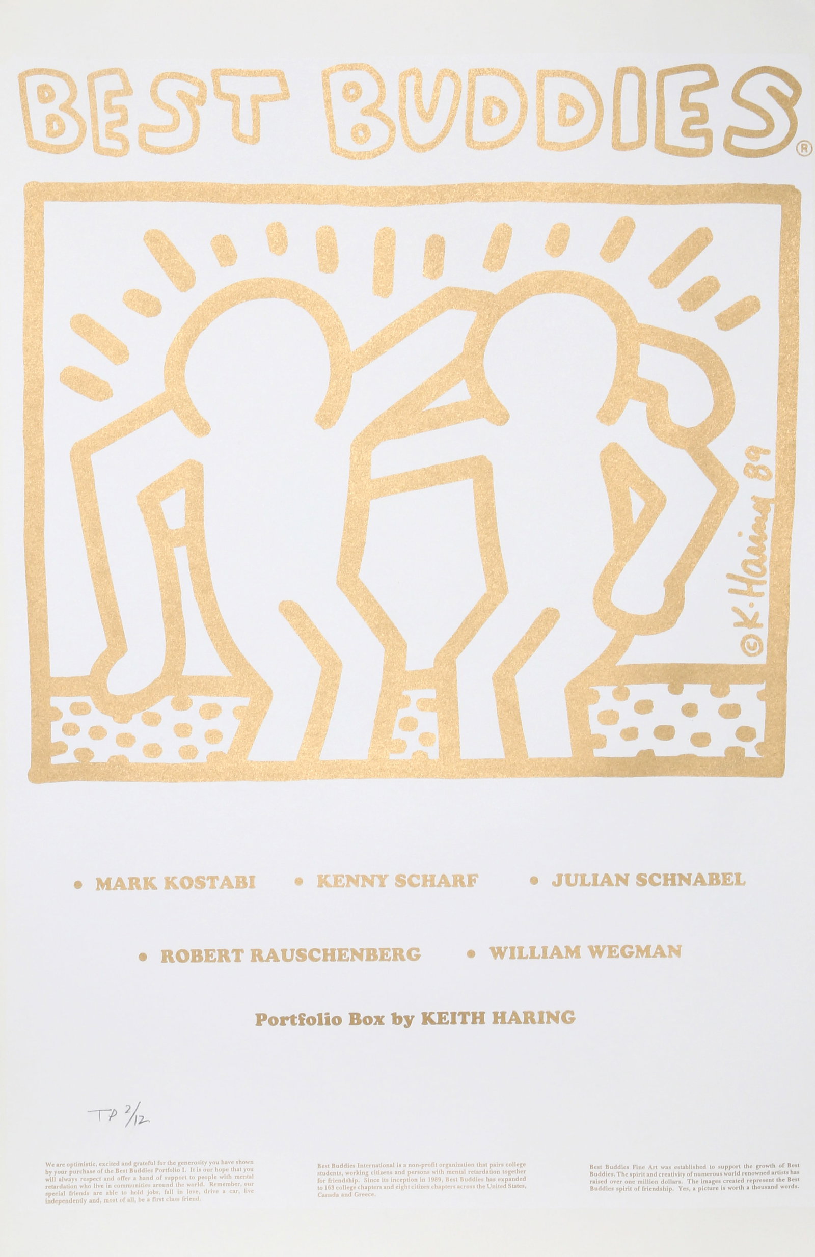 after Keith Haring, Best Buddies Coversheet, Screenprint: Artist: Keith Haring, After, American (1958 - 1990) Title: Best Buddies Portfolio Coversheet Year: 1993 Medium: Screenprint, numbered in pencil Edition: TP 12 Size: 39.5 x 26 in. (100.33 x 66.04 cm) D