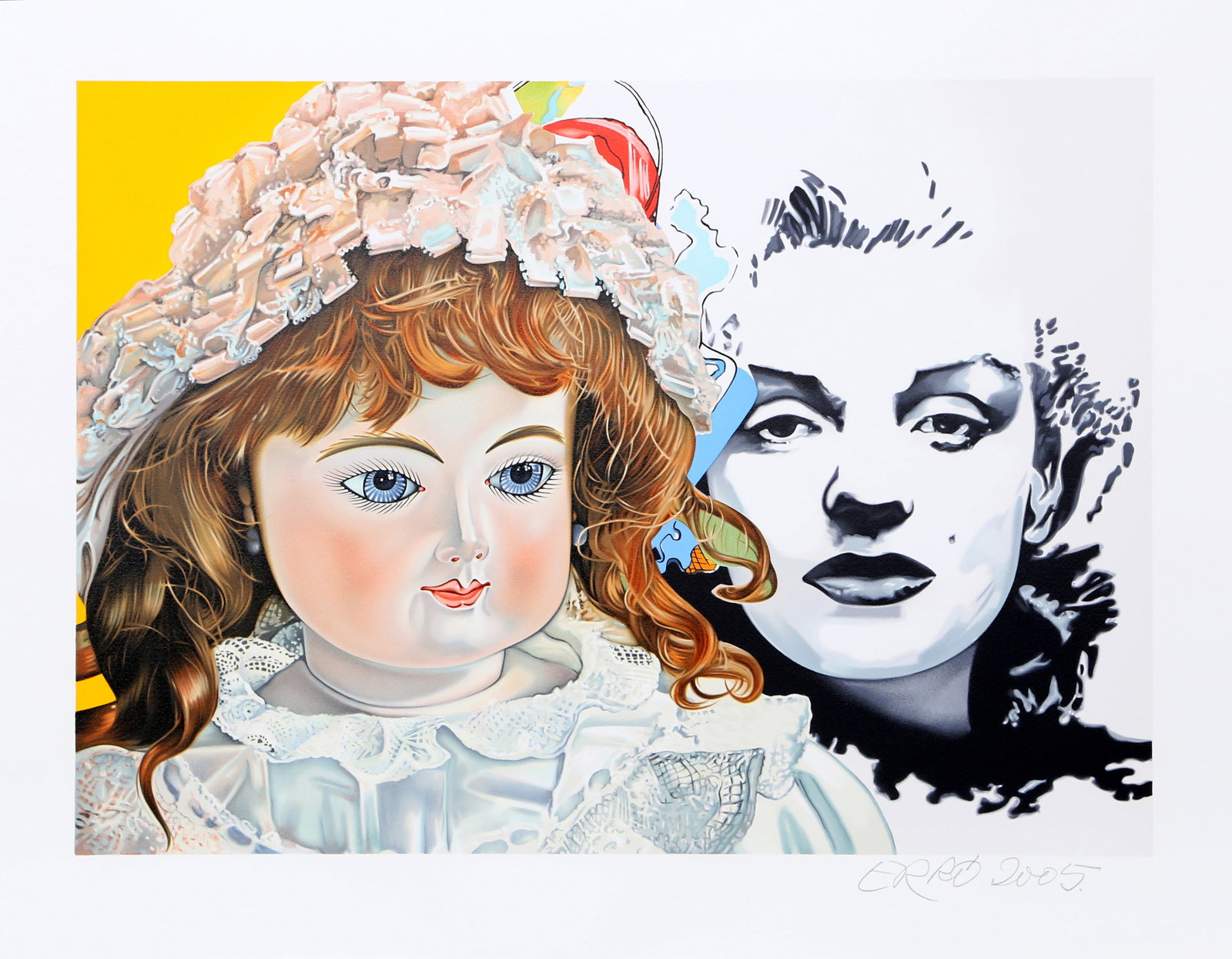 Erro, Marilyn, Lithograph: Artist: Erró, Icelandic (1932 - ) Title: Marilyn Year: 2005 Medium: Lithograph, signed and numbered in pencil Edition: 180 Image Size: 17.5 x 24 inches Size: 23 x 31.5 in. (58.42 x 80.01 cm) Printer: