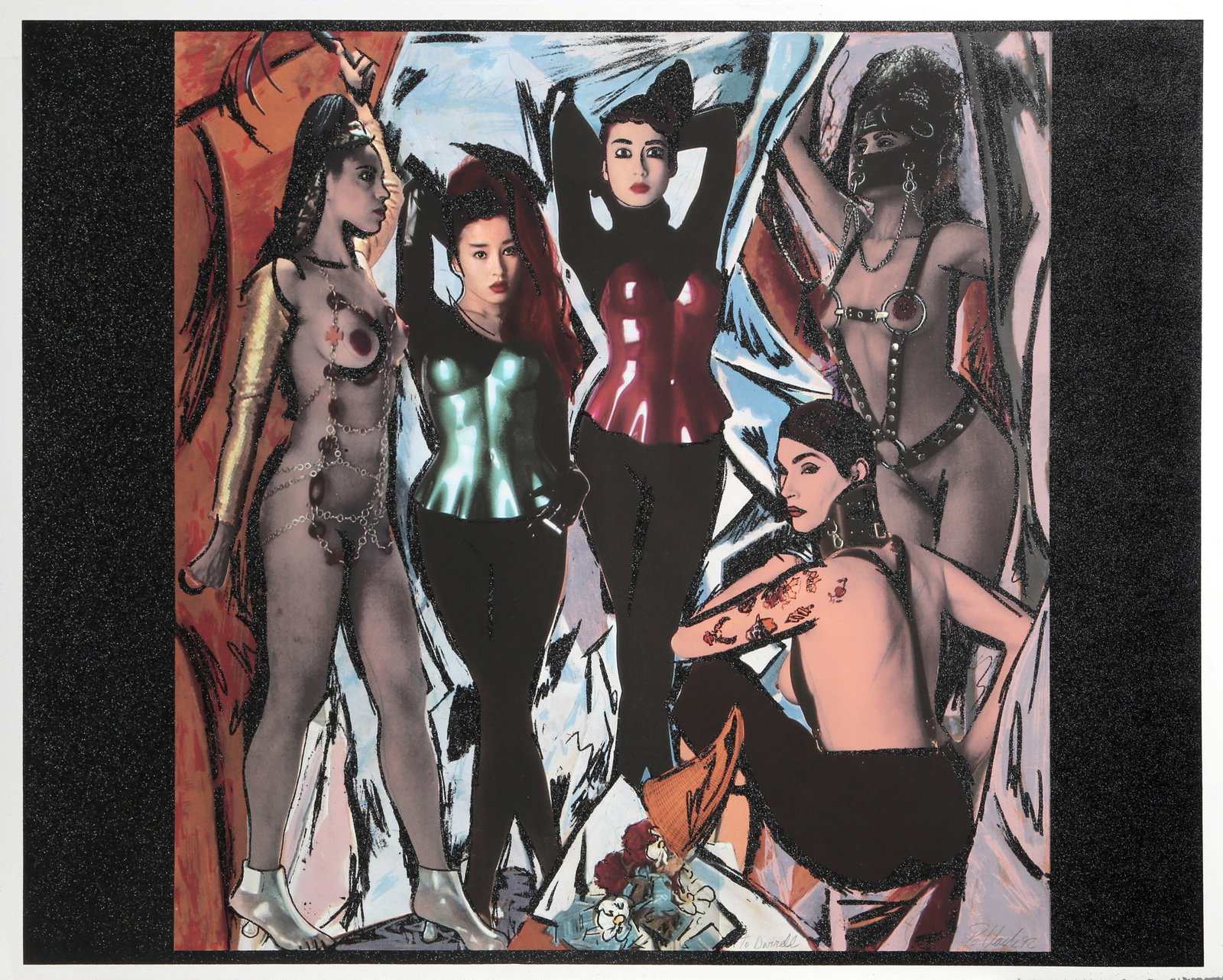 Steven Pollack, Rie Miyazawa Demoiselles d'Avignon, Screenprint: Artist: Steven Pollack (1956 -) Title: Rie Miyazawa Demoiselles d'Avignon (after Picasso) Year: 1992 Medium: Screenprint and Superfine Glitter on Paper, signed in pencil Edition: AP Size: 31 x 43 in. 