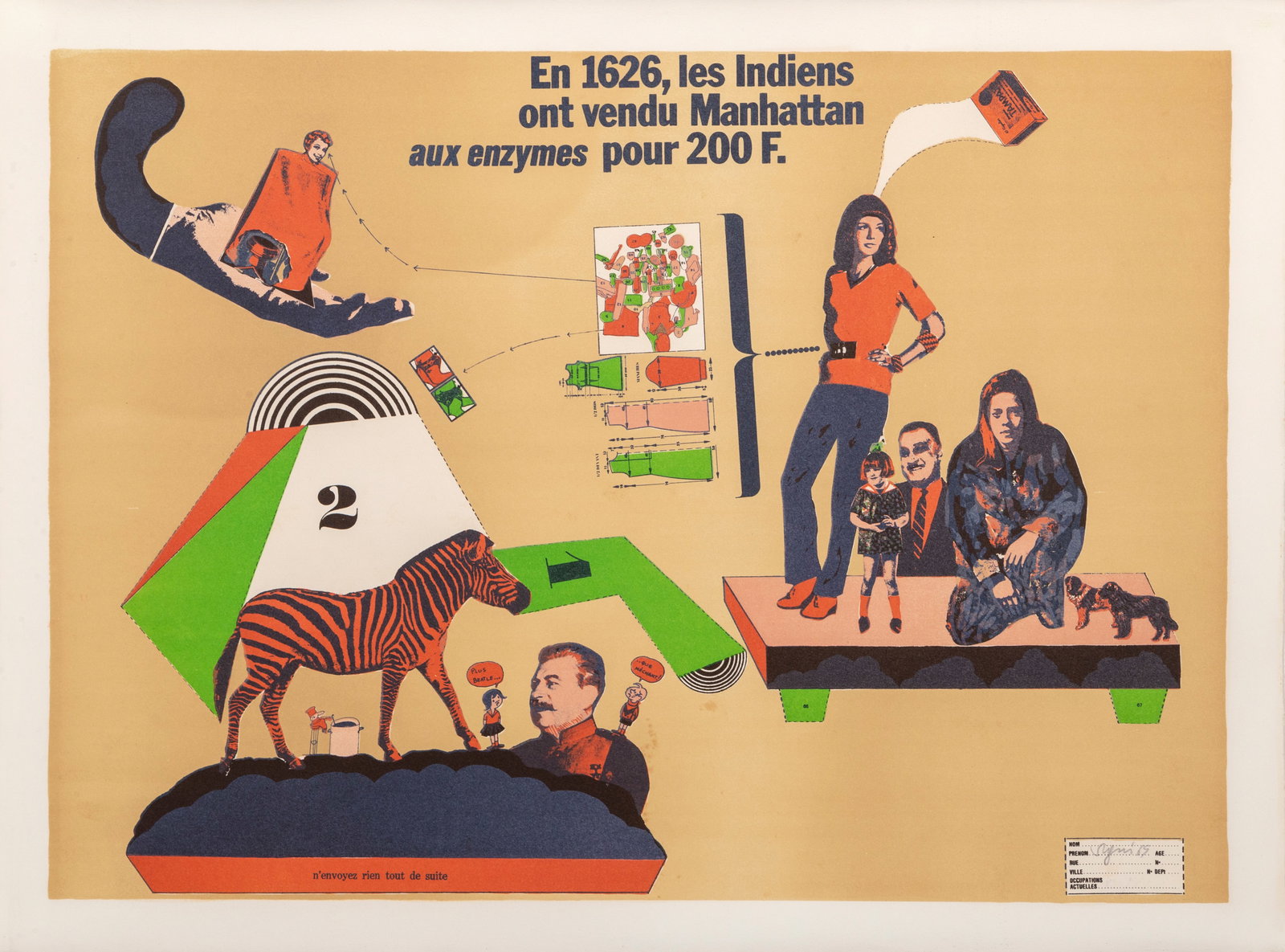 Antonio Segui, Manhattan aux Enzymes, Screenprint: Artist: Antonio Segui, Argentine (1934 - ) Title: Manhattan aux Enzymes Portfolio: Grafica Latinoamericana Year: 1970 Medium: Screenprint, signed in pencil Edition: 100 Size: 22 in. x 30 in. (55.88 cm