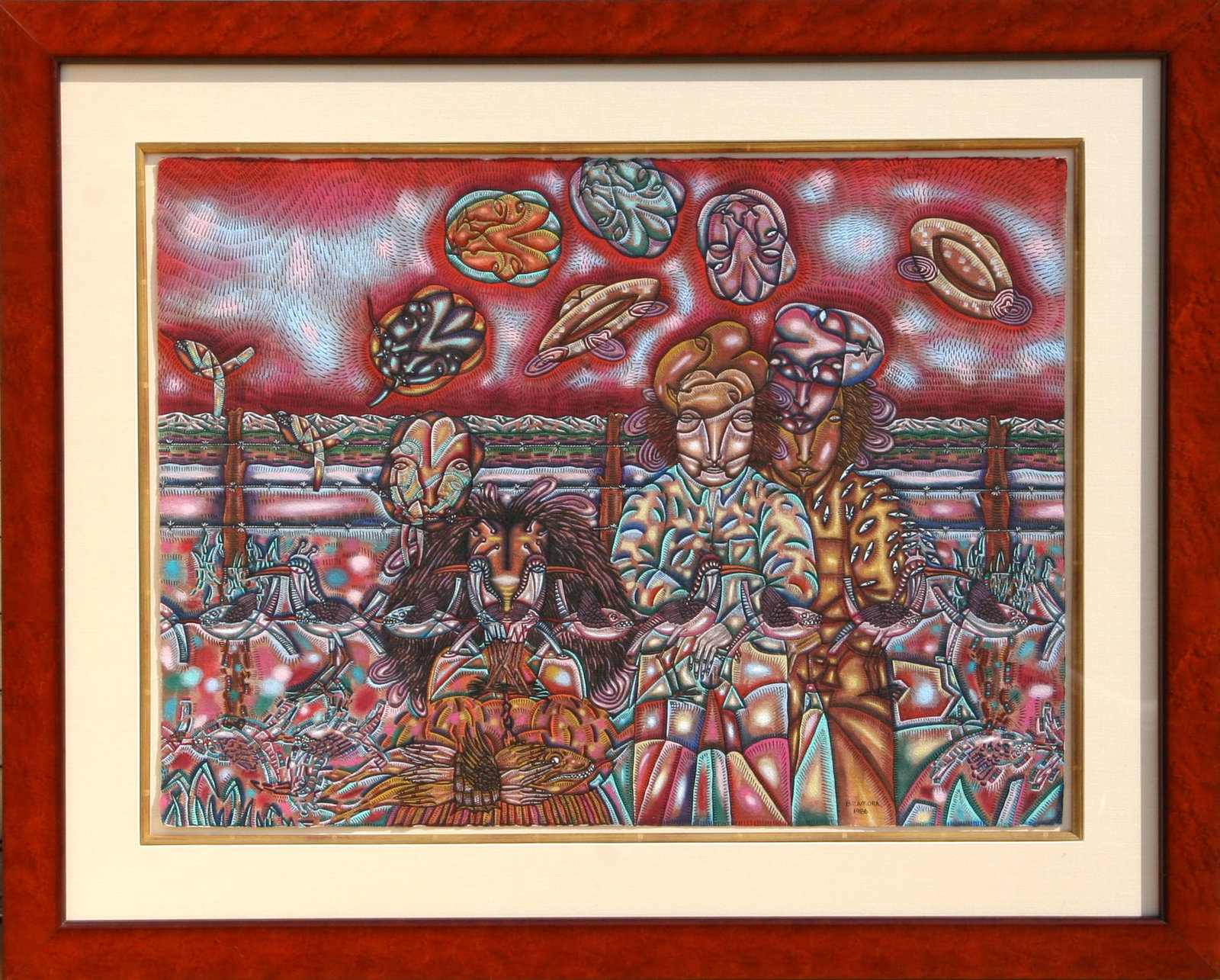 J. Benito Zamora, El Llano en Llamar, Painting: Artist: J. Benito Zamora, Mexican (1951 - ) Title: El Llano en Llamar Year: 1986 Medium: Acrylic and Watercolor on paper, signed lower right Size: 22 in. x 30 in. (55.88 cm x 76.2 cm) Frame Size: 32.5