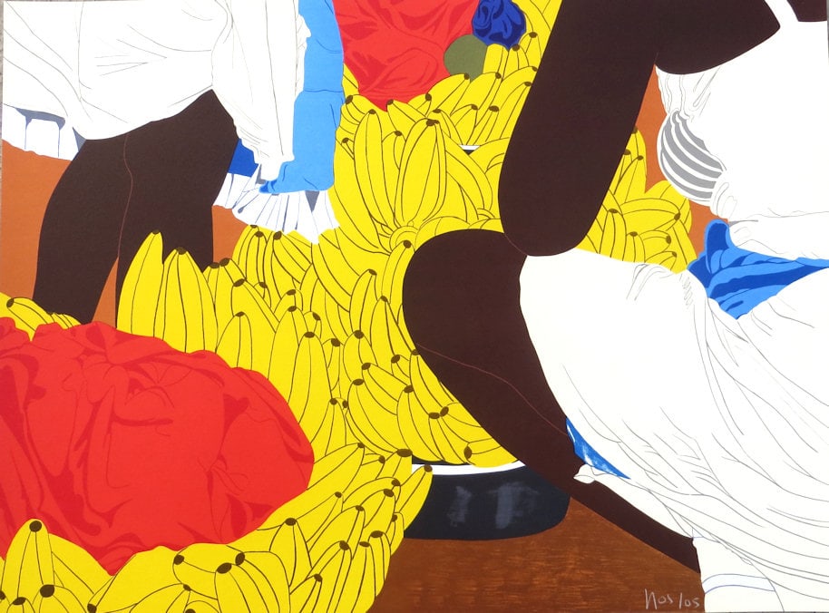 Ana Mercedes Hoyos, Bazurto II, Lithograph: Artist: Ana Mercedes Hoyos, Colombian (1942 - 2014) Title: Bazurto II Year: circa 2006 Medium: Lithograph, signed and numbered in pencil Edition: 75, HC 10 Size: 22 x 30 in. (55.88 x 76.2 cm) Descript