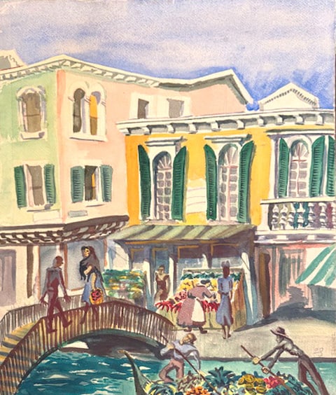 Emilio Sanchez, Venice, Watercolor (1 of 4)