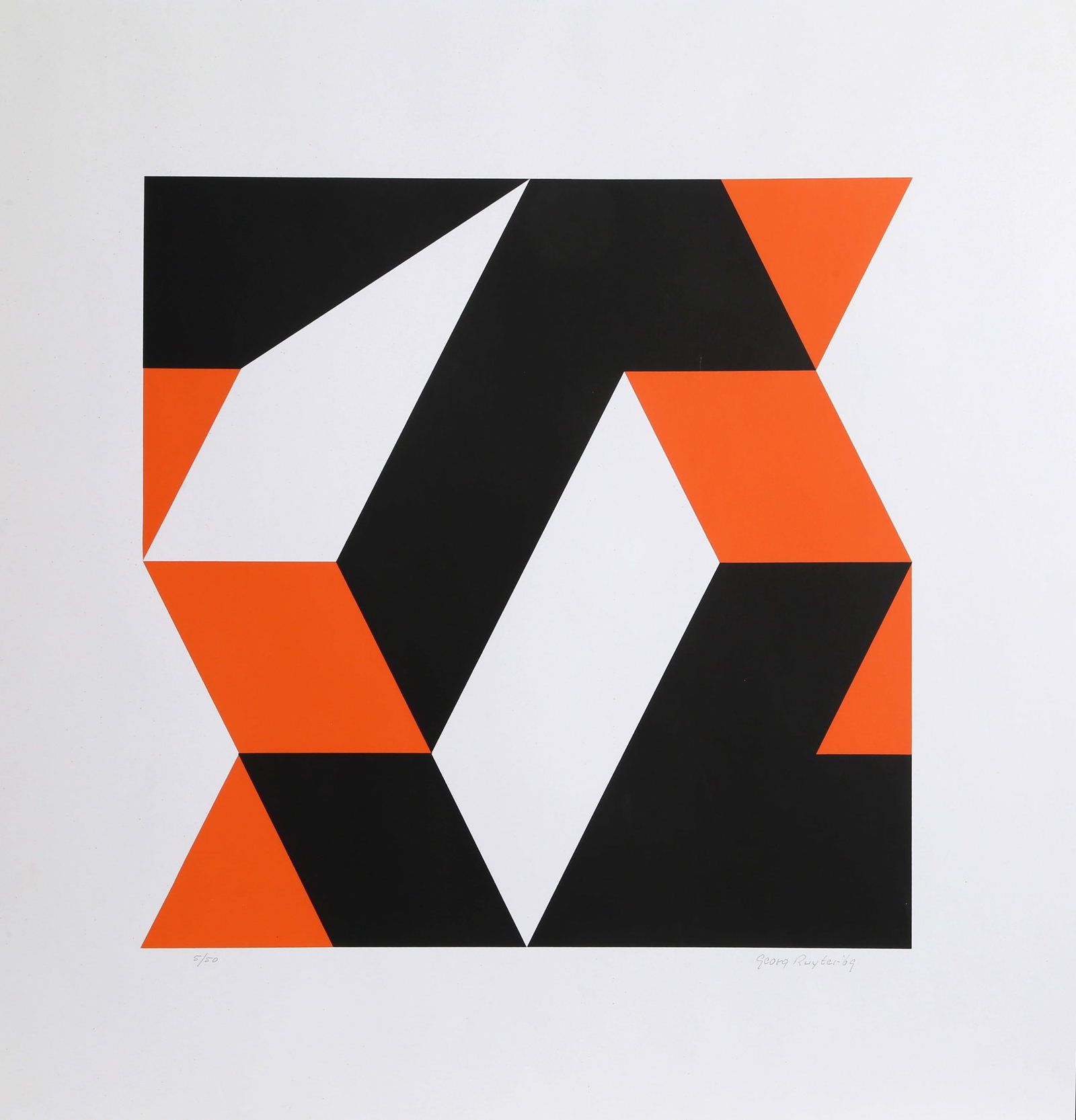 Johannes (Georg) Ruijter, Orange and Black Blocks, Screenprint (1 of 1)