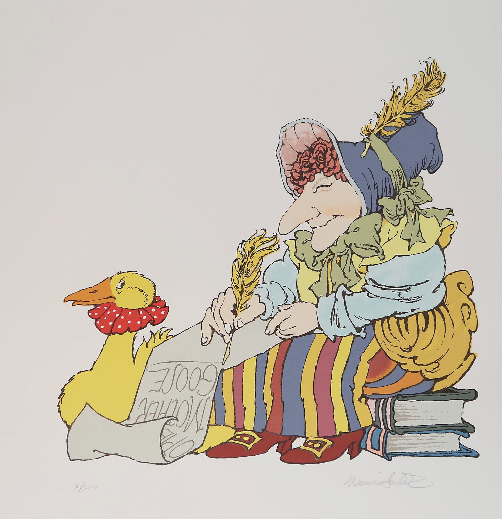 Maurice Sendak, Mother Goose, Screenprint: Artist: Maurice Sendak (American, 1910 - 2012) Title: Mother Goose Portfolio: The Mother Goose Collection Year: 1990 Medium: Screenprint on Rives BFK, signed and numbered in pencil Edition: 300 Size: 