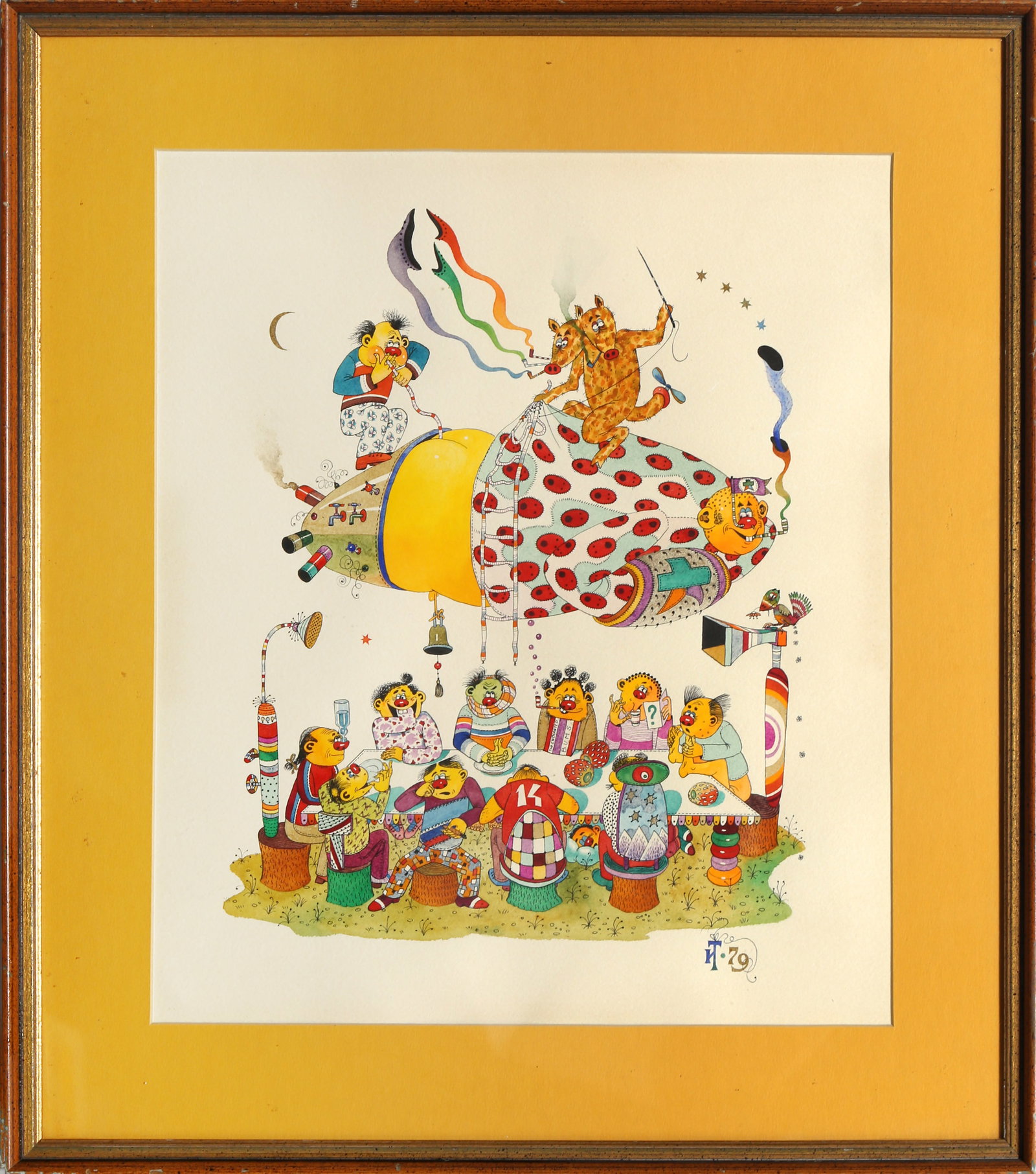 Igor Tulipanov, The Rascals, Watercolor: Artist: Igor Tulipanov, Russian (1939 - ) Title: The Rascals Year: 1979 Medium: Ink and Watercolor on Paper, signed Size: 14 in. x 12 in. (35.56 cm x 30.48 cm) Frame Size: 19 x 17 inches