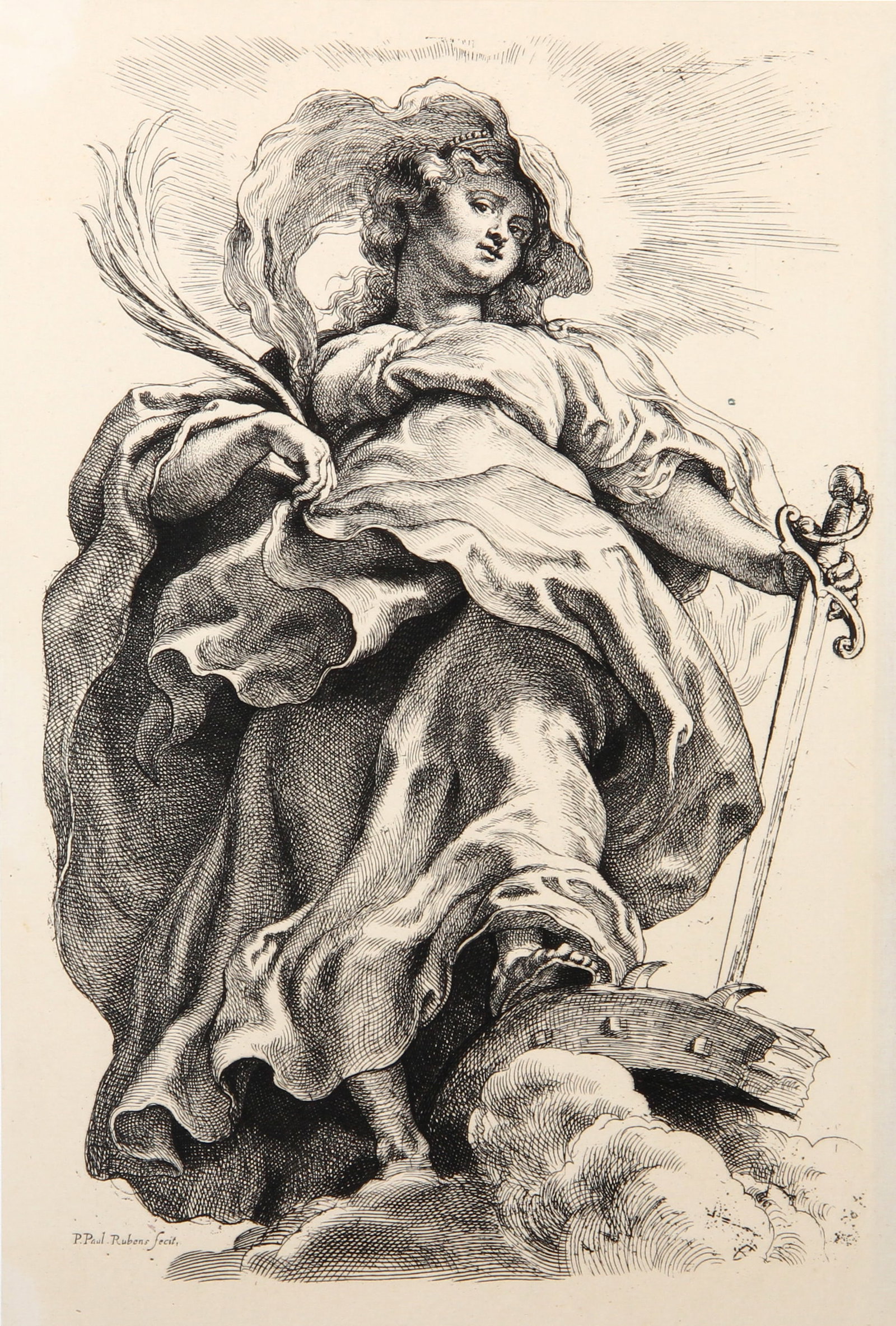 after Peter-Paul Rubens, Sainte Catherine, Heliogravure: Artist: Peter-Paul Rubens, After by Amand Durand, Belgian (1577 - 1640) Title: Sainte Catherine Year: Printed in: 1878 Medium: Heliogravure on thin laid paper Size: 12.5 x 8.5 in. (31.75 x 21.59 cm) P