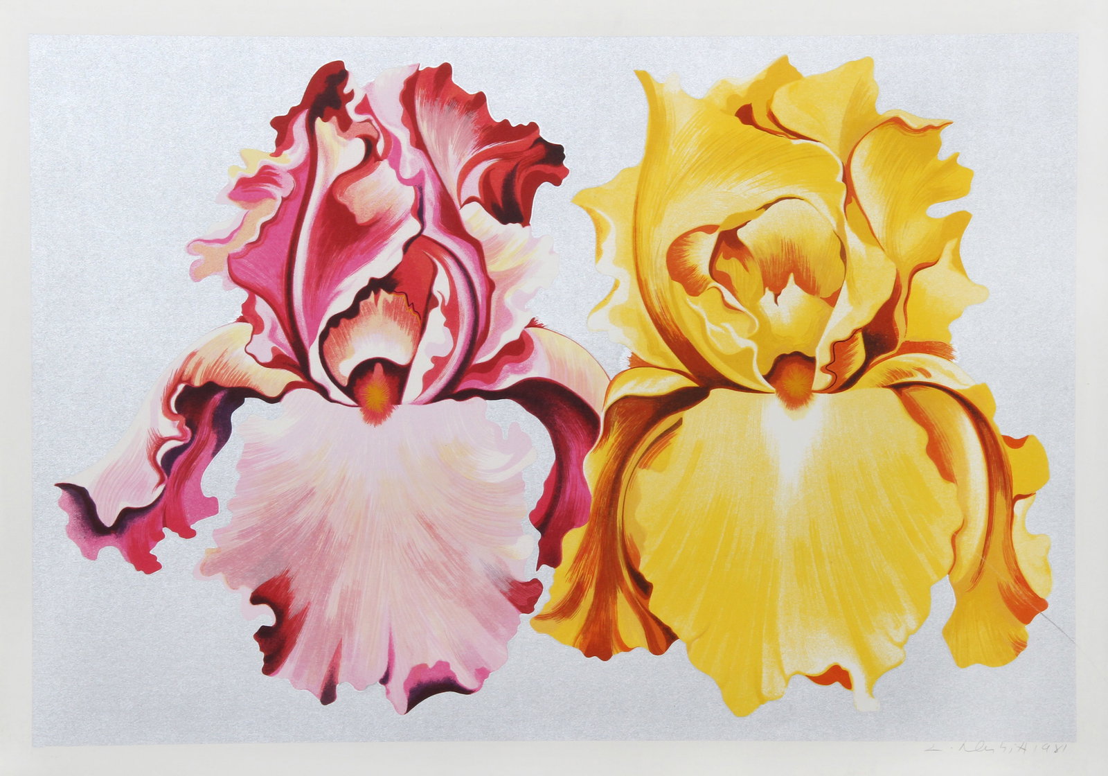 Lowell Blair Nesbitt, Pink and Yellow Irises, Screenprint (1 of 2)