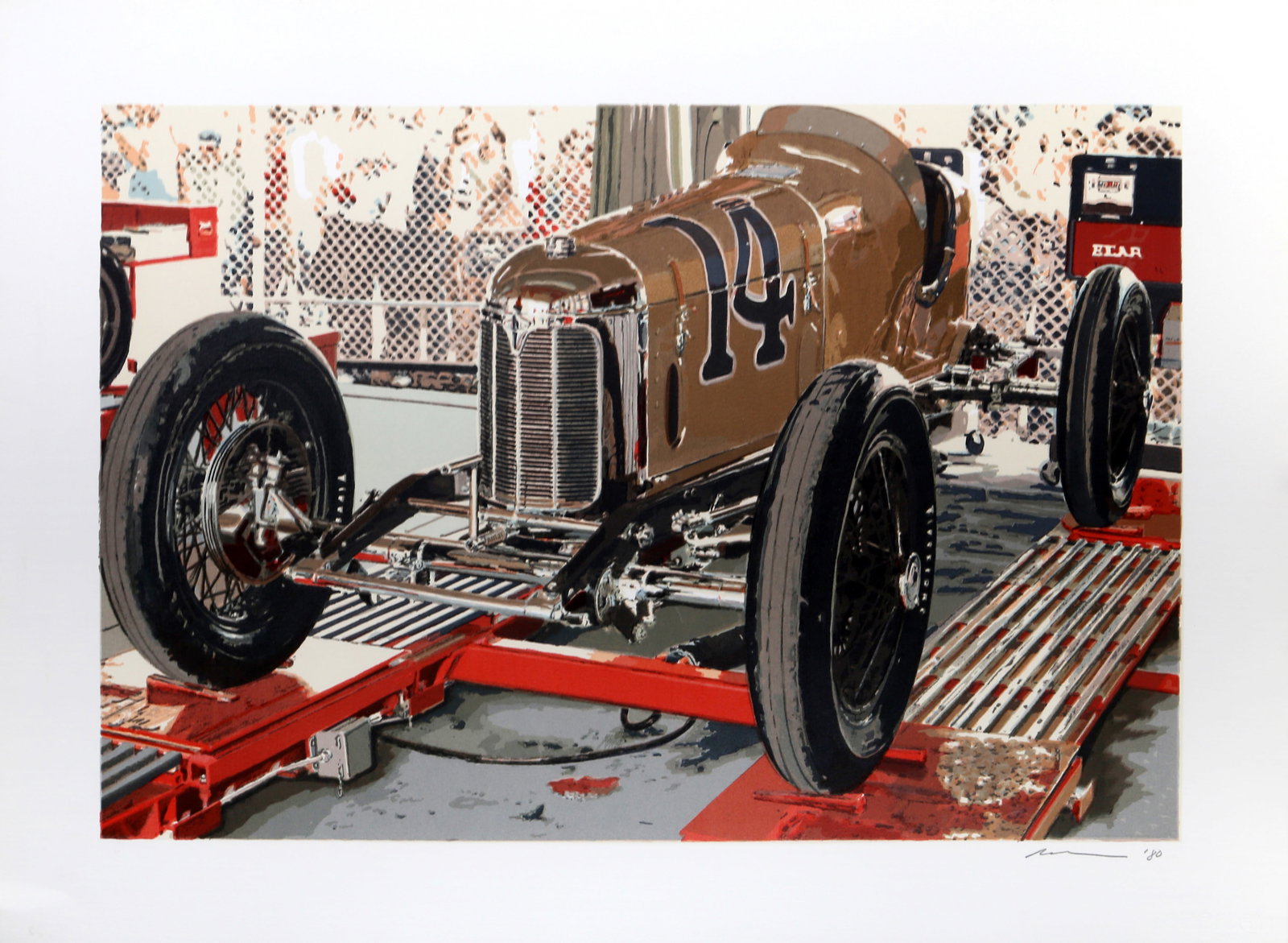 Ron Kleemann, Old Indy, Screenprint: Artist: Ron Kleemann, American (1937 - 2014) Title: Old Indy Year: 1979 Medium: Screenprint, signed and numbered in pencil Edition: 250 Size: 22 in. x 30 in. (55.88 cm x 76.2 cm) Description: Ron Klee