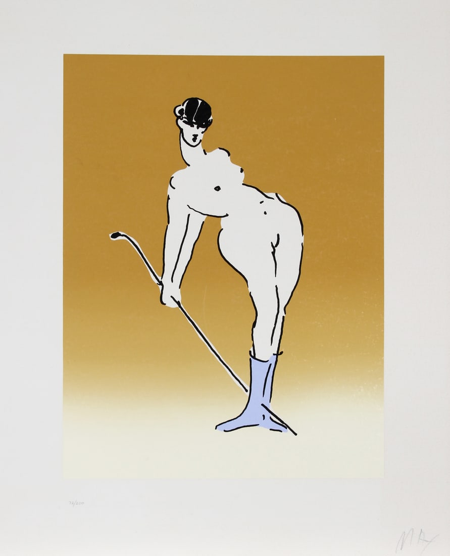 Peter Max, Nude with Crop, Screenprint: Artist: Peter Max, German/American (1937 - ) Title: Nude with Crop Year: circa 1975 Medium: Screenprint, signed and numbered in pencil Edition: 200 Image Size: 25 x 19 inches Size: 36 in. x 21.5 in. (