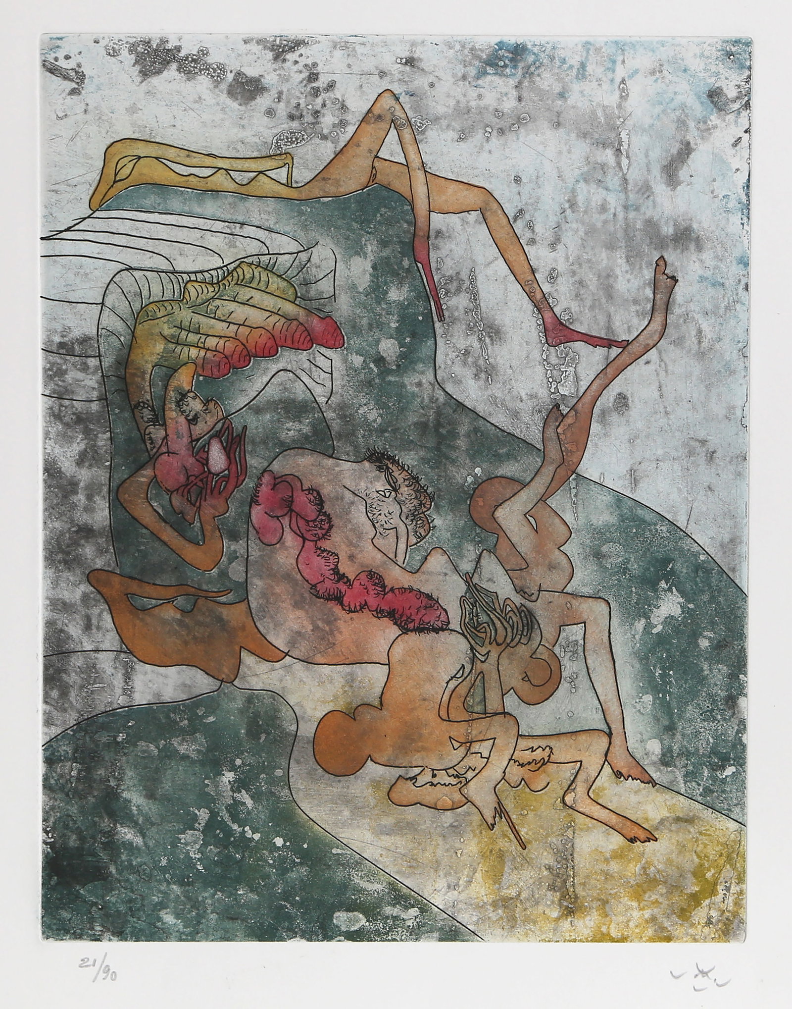 Roberto Matta, Un Autre Apres, Etching: Artist: Roberto Matta, Chilean (1911 - 2002) Title: Un Autre Apres Portfolio: Femme Year: 1973 Medium: Etching with Aquatint, signed and numbered in pencil Edition: 21/90 Image Size: 14 x 11 inches Si
