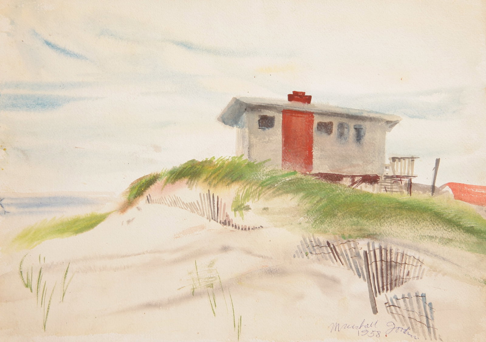 Marshall Goodman, Beach House II, Watercolor (1 of 1)
