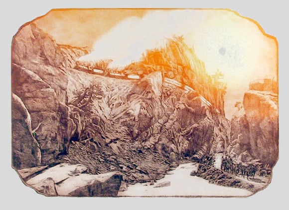 Roy Purcell, On the Denver and Rio Grande, Etching (1 of 1)