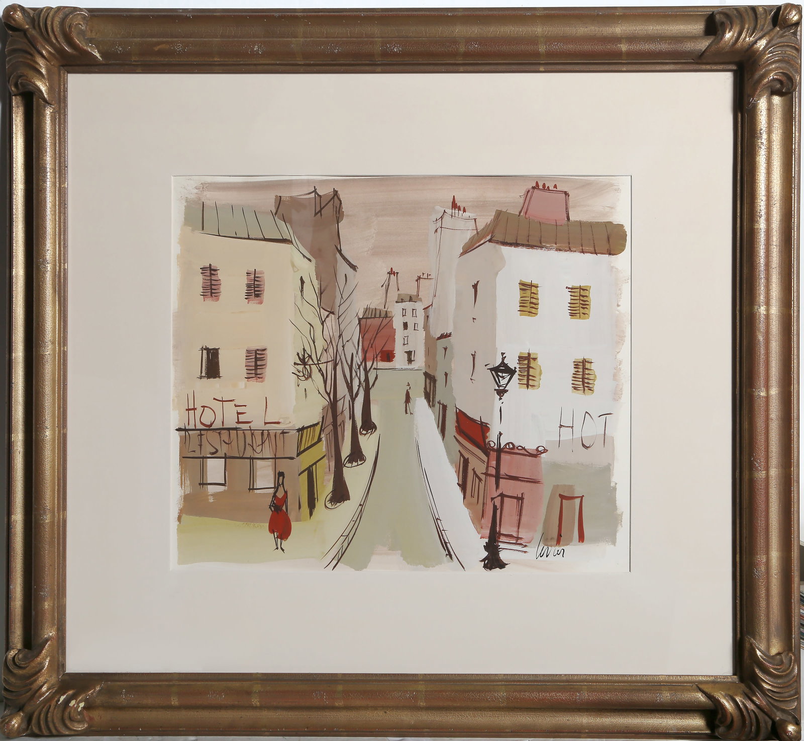 Charles Levier, Deux Hotels de Paris, Watercolor: Artist: Charles Levier, French 1920-2003 Title: Deux Hotels de Paris Year: circa 1965 Medium: Watercolor on Paper, signed lower right Image Size: 18 x 23 inches Size: 22 x 30 in. (55.88 x 76.2 cm) Fra