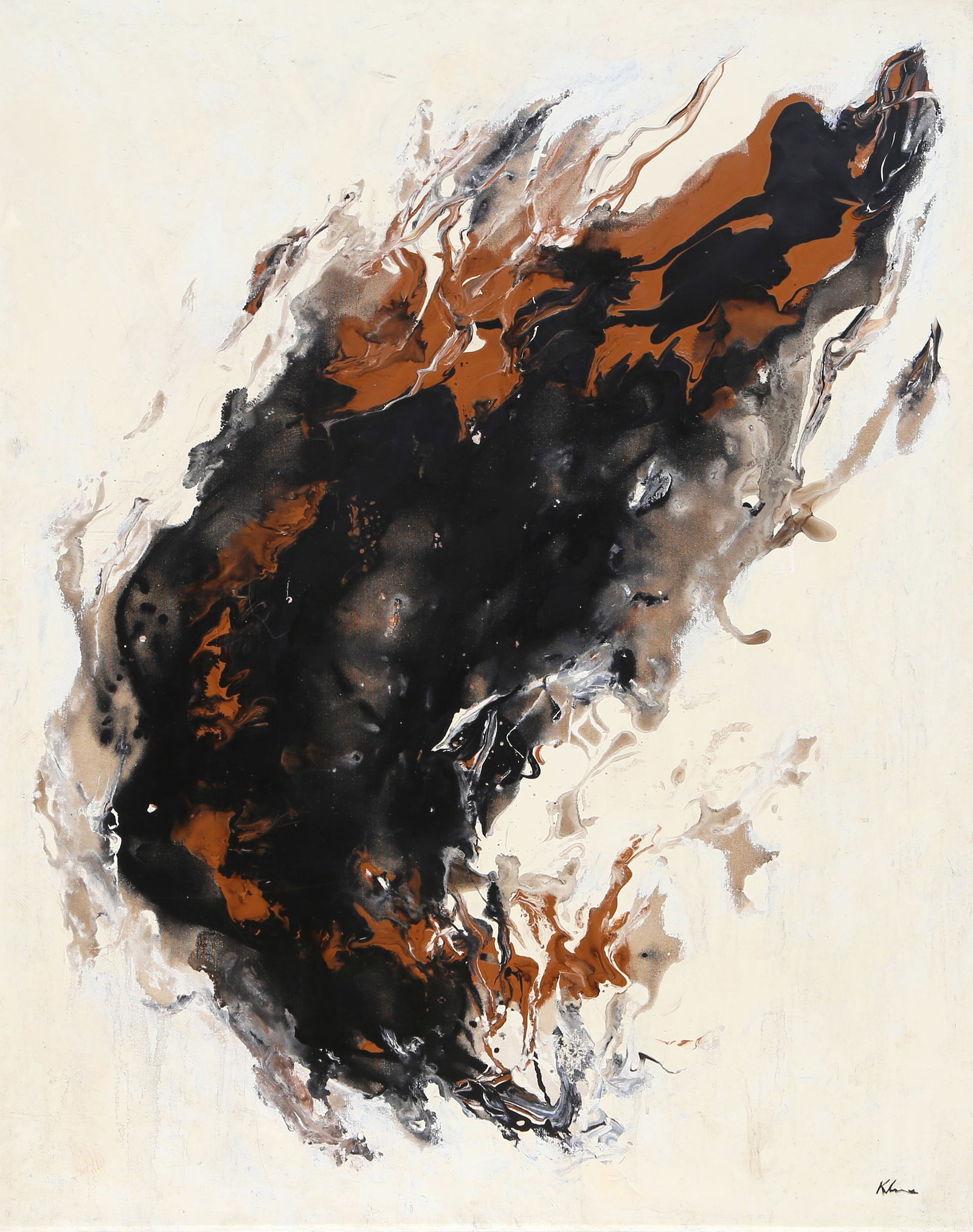 Klume, Brown and Black Abstract, Oil and Enamel on Canvas: Artist: Klume, Italian (1962 - ) Title: Brown and Black Abstract Medium: Oil and Enamel on Canvas, signed lower right Size: 49.25 x 39.25 in. (125.1 x 99.7 cm)