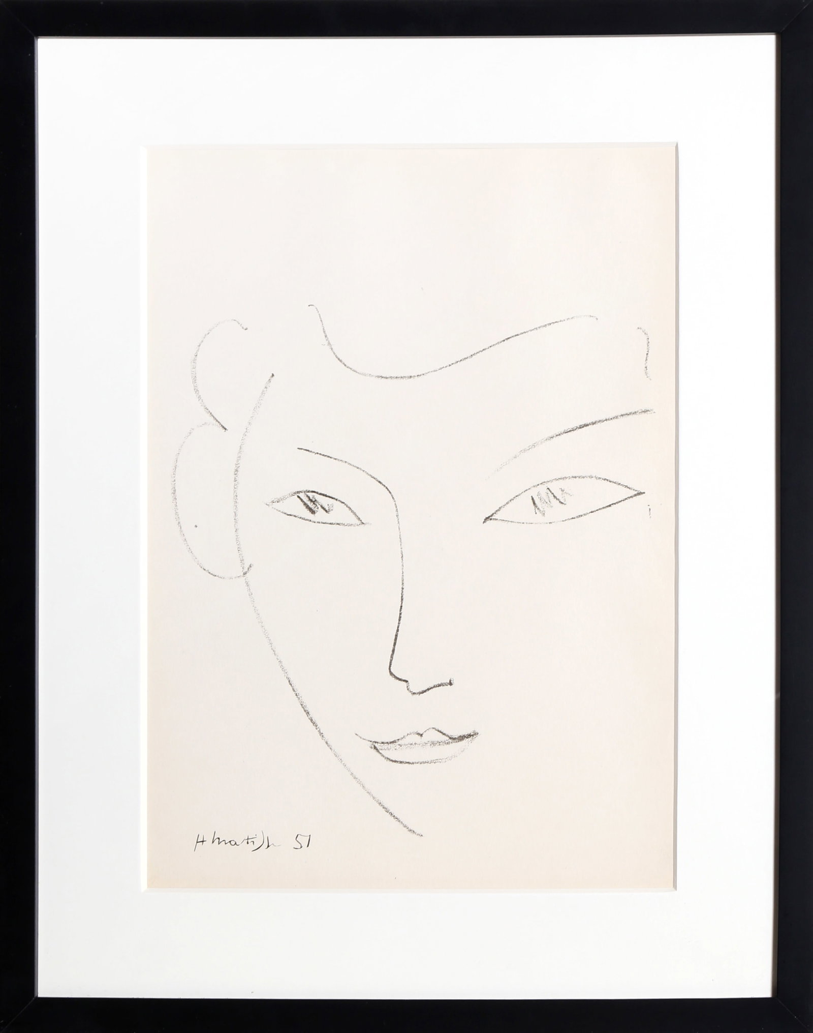 Henri Matisse, Portrait, Collotype: Artist: Henri Matisse, French 1869-1954 Title: Portrait Portfolio: The Gallery of Women Year: Original:1951; Published:1954 Medium: Collotype, signed in plate Size: 16.75 x 12.25 in. (42.55 x 31.12 cm