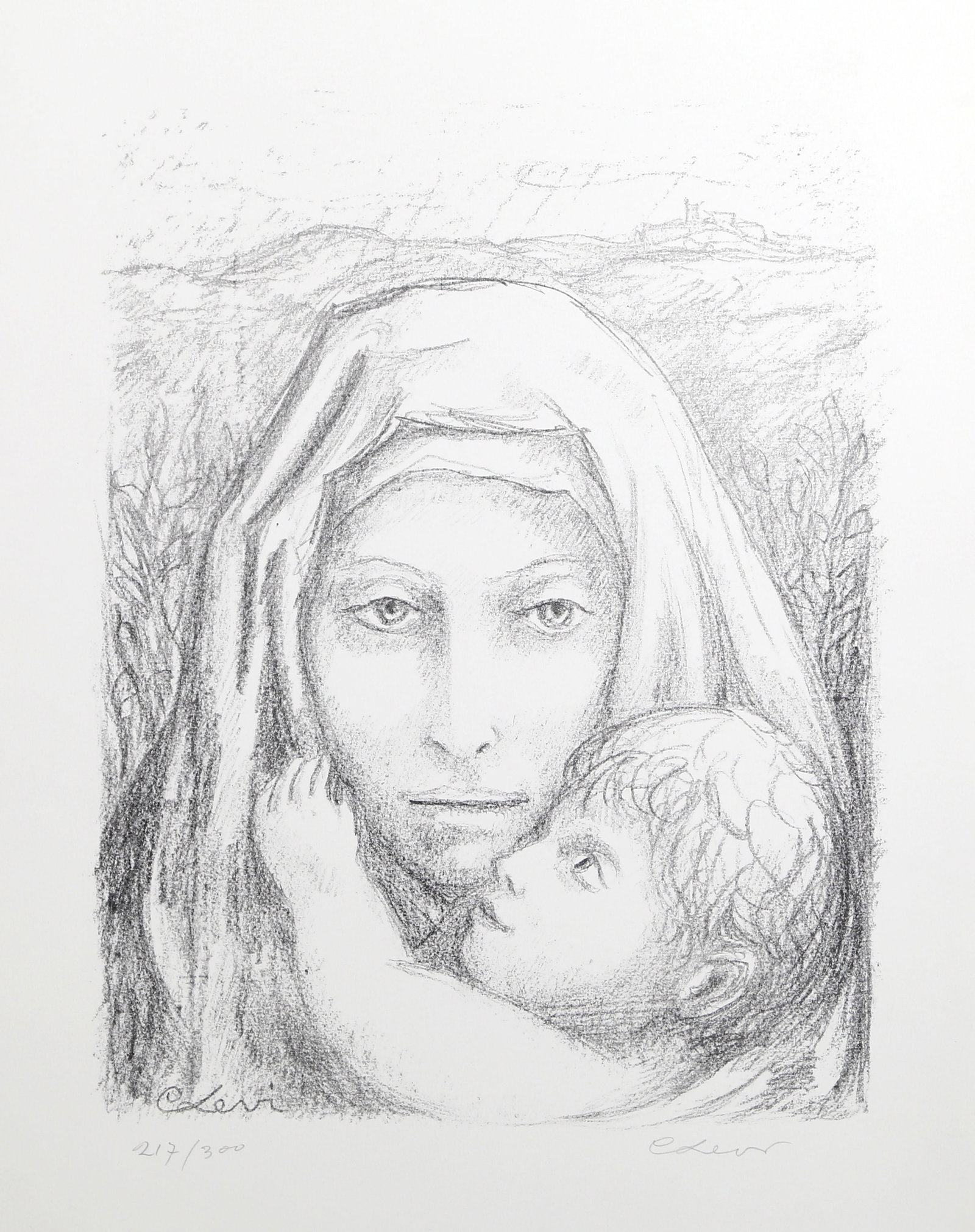 Carlo Levi, Mother and Child I, Lithograph: Artist: Carlo Levi, Italian 1902-1975 Title: Mother and Child I Year: circa 1970 Medium: Lithograph, signed and numbered in pencil Edition: 300 Image Size: 18 x 13.5 inches Size: 28 x 20 in. (71.12 x 