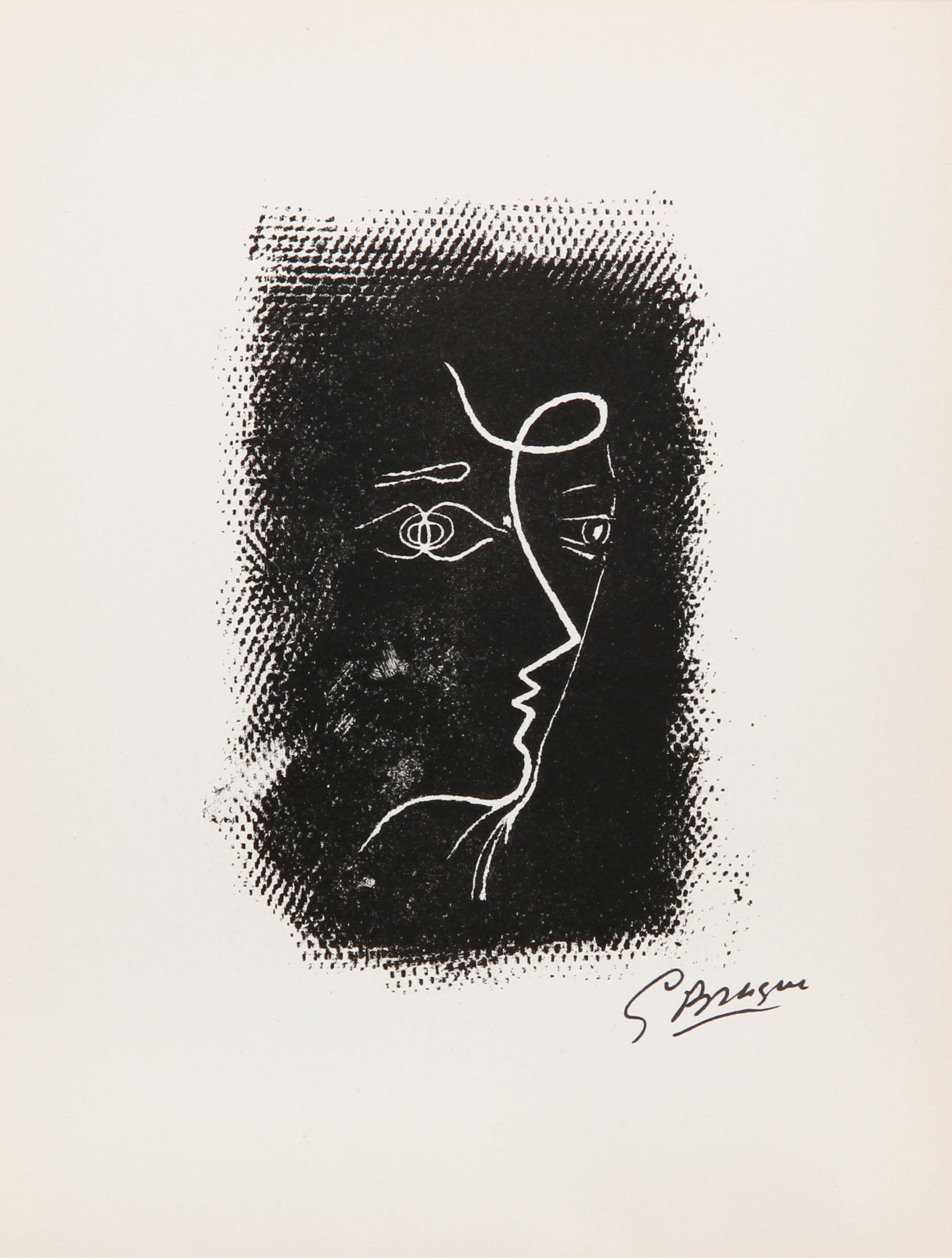 Georges Braque, Profil de Femme, Lithograph: Artist: Georges Braque, French 1882-1963 Title: Profil de Femme from Souvenirs de Portraits d'Artistes. Jacques Prevert: Le Coeur a l'ouvrage (M.25) Year: 1972 Medium: Lithograph, signed in the plate 