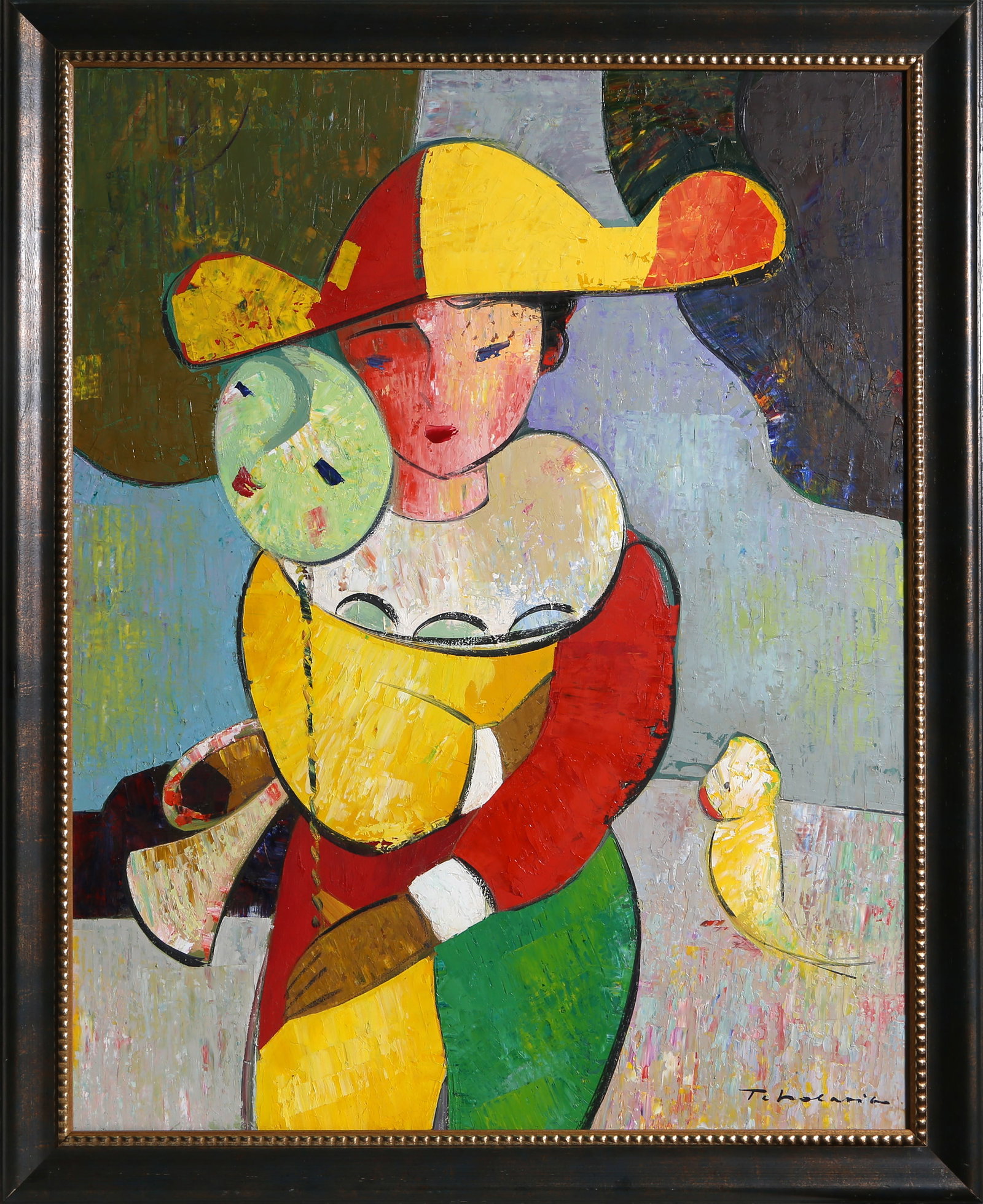 Igor Tcholaria, Harlequin, Painting: Artist: Igor Tcholaria, Georgian (1959 - ) Title: Harlequin Medium: Oil on Canvas, signed lower right Size: 36.25 x 28.75 in. (92.08 x 73.03 cm) Frame Size: 41.25 x 33.75 inches Description: "Harlequi