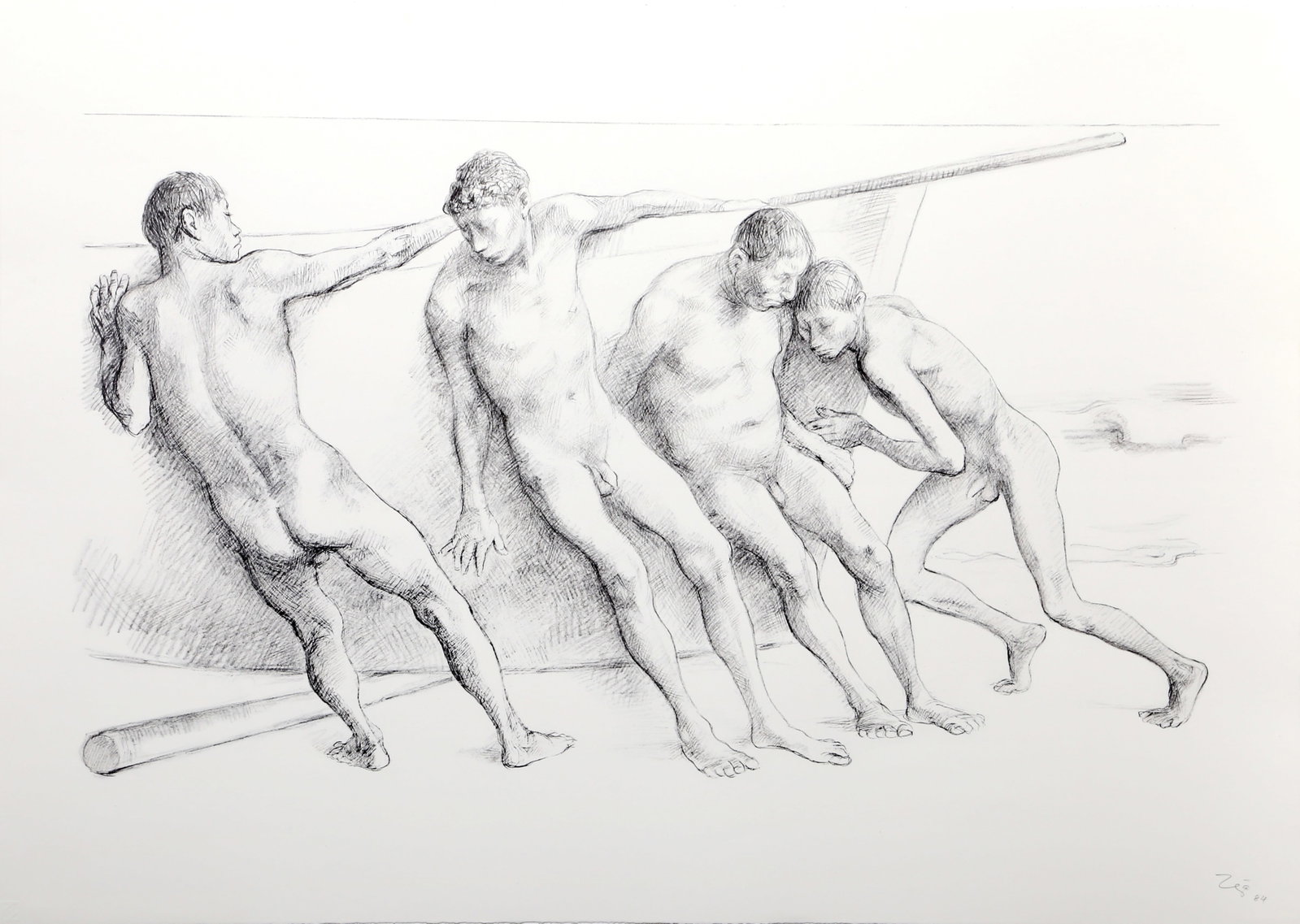 Francisco Zuniga, Hombres con Barca I (State I), Lithograph (1 of 4)