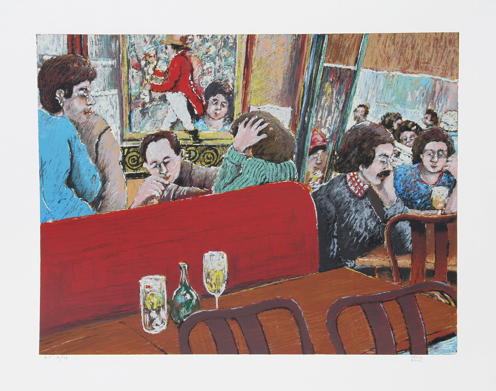 David Azuz, Bistro Booth, Lithograph (1 of 3)