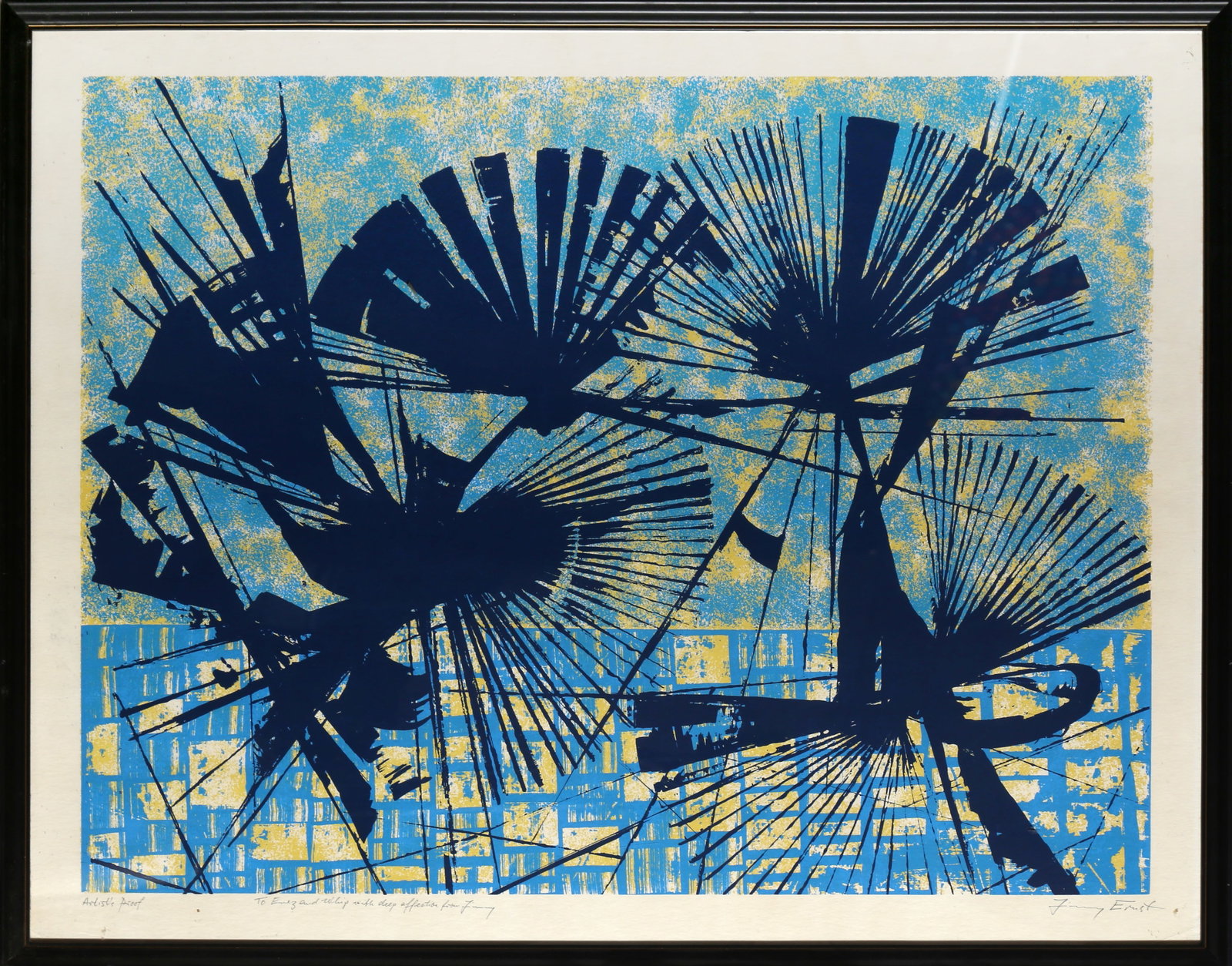 Jimmy Ernst, Untitled (Blue Fans), Lithograph (1 of 5)