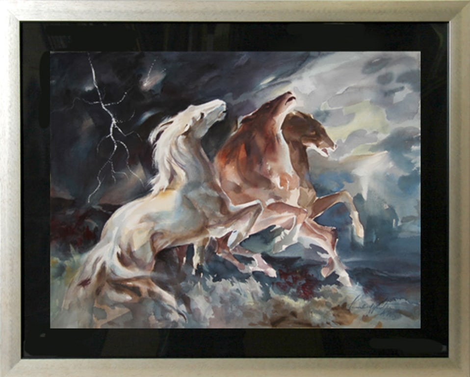 Lumen Martin Winter, Lightning I, Watercolor: Artist: Lumen Martin Winter, American 1908-1982 Title: Lightning I Year: Circa 1975 Medium: Watercolor on Paper, signed l.r. Size: 22 x 30 in. (55.88 x 76.2 cm) Frame Size: 31 x 38 inches