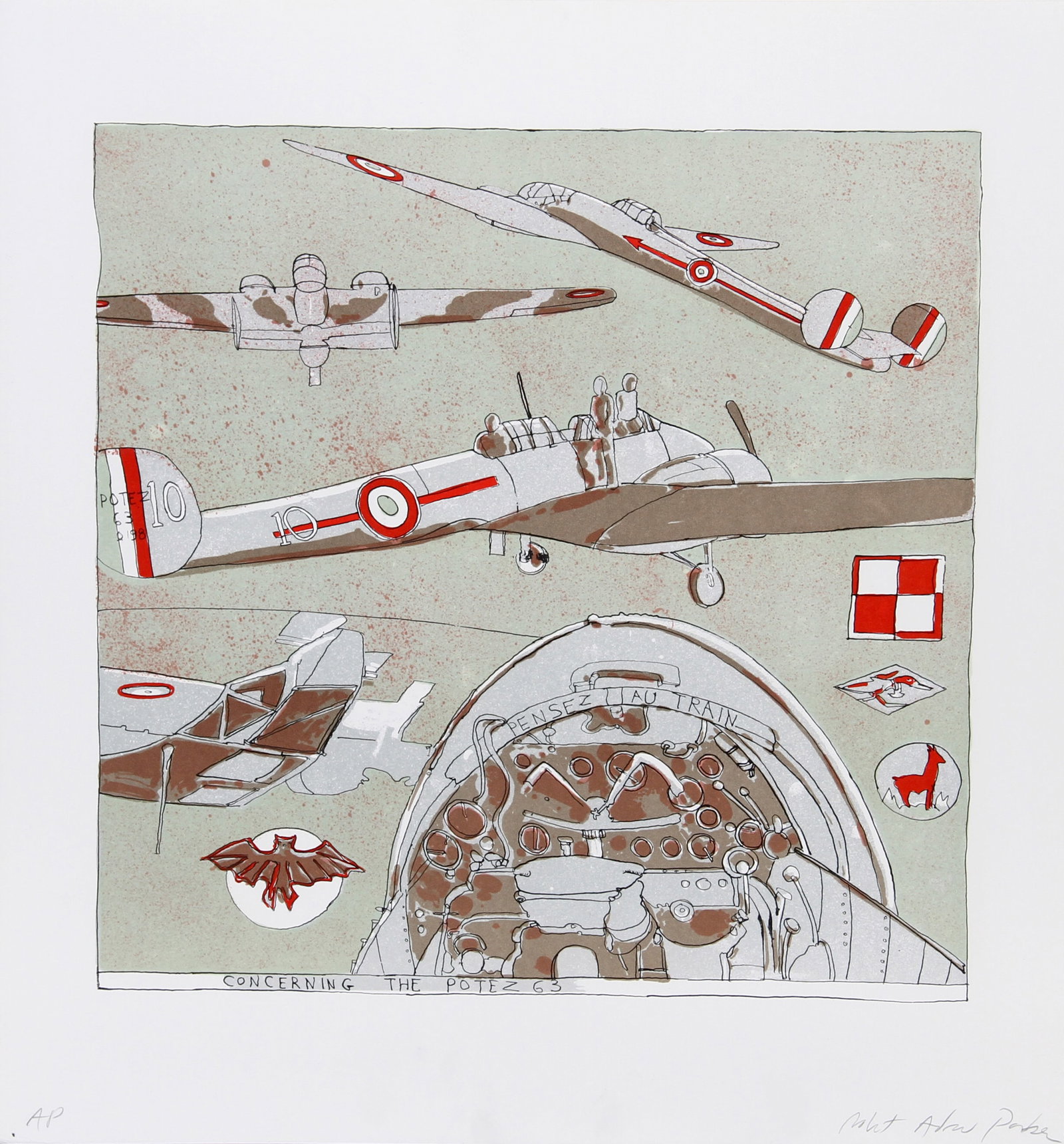 Robert Andrew Parker, Concerning the Potez 63, Lithograph (1 of 2)