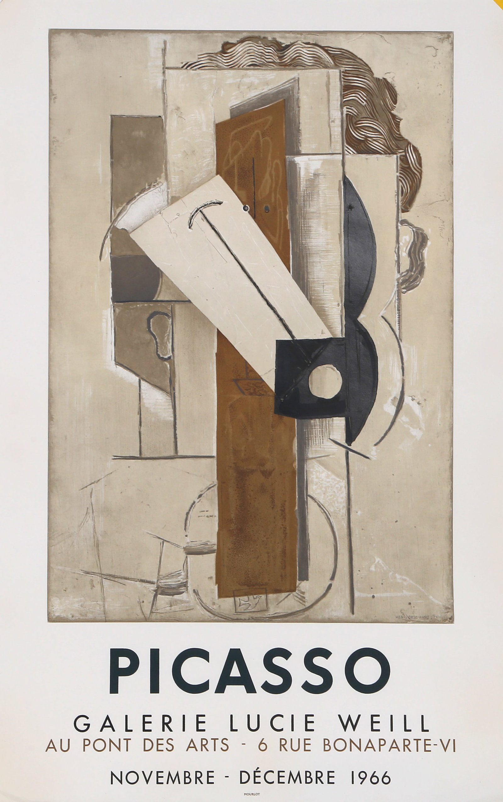 Pablo Picasso, Galerie Lucie Weill, Lithograph: Artist: Pablo Picasso, After, Spanish 1881-1973 Title: Galerie Lucie Weill Year: 1966 Medium: Photo-Lithograph Edition: 500 Image Size: 21.5 x 14.75 inches Size: 29 x 19 in. (73.66 x 48.26 cm) Printer