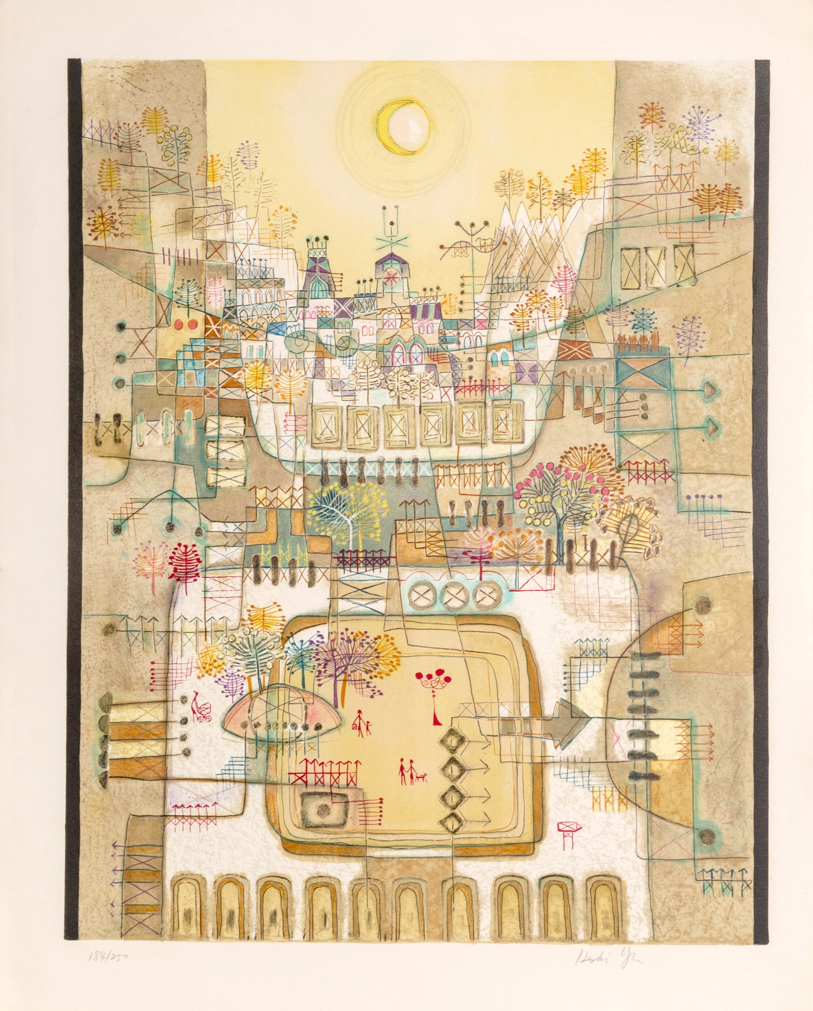 Heshi Yu, Metropolis, Lithograph: Artist: Heshi Yu, Chinese (1935 - ) Title: Metropolis Year: circa 1980 Medium: Lithograph, signed and numbered in pencil Edition: 250 Image Size: 25.5 x 21 inches Size: 35 x 25 in. (88.9 x 63.5 cm) De