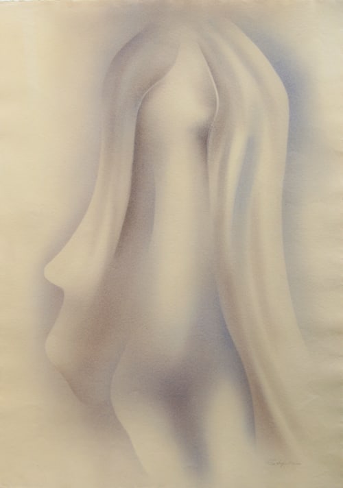 Roberto Estopinan, Homenaje de Camilla Claudel 4, Conte Crayon and Pencil Drawing on Alcantara (1 of 1)