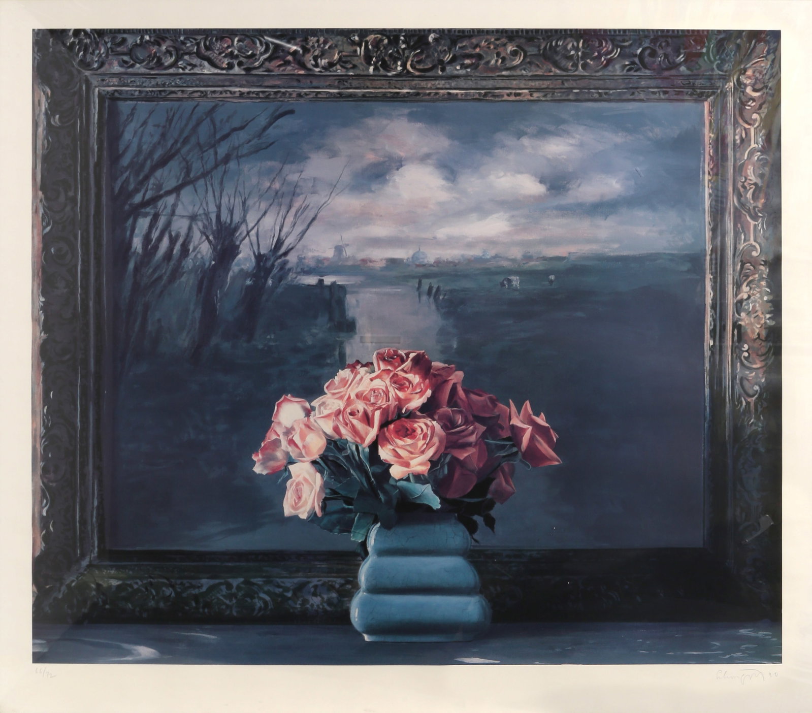 Ben Schonzeit, Roses with Dutch Landscape, Lithograph (1 of 4)