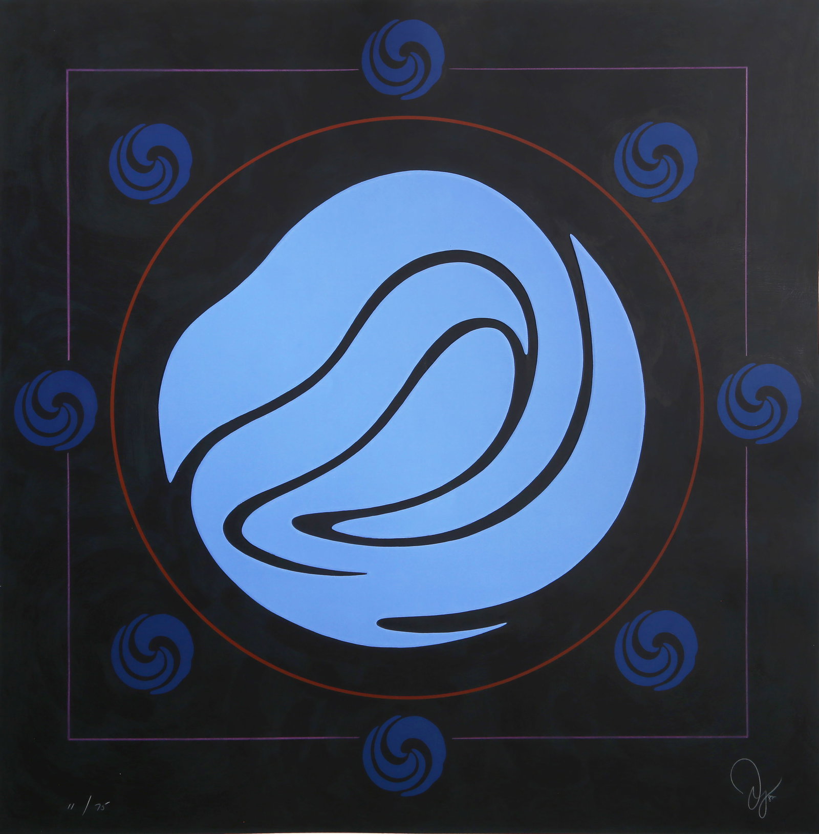 Jack Youngerman, Blue Circle, Pochoir: Artist: Jack Youngerman, American (1926 ? 2020) Title: Blue Circle Year: 1981 Medium: Screenprint, Pochoir and Intaglio on Arches Paper, signed, dated and numbered in pencil Edition: 11/75 Image Size: