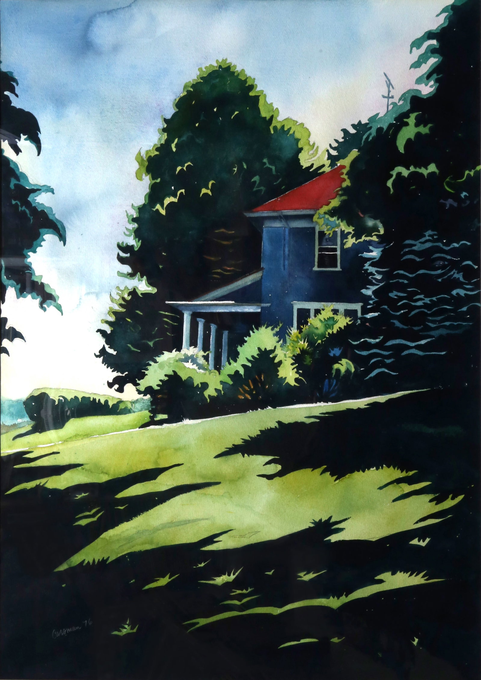 Jon Carsman, Blue Waves, Watercolor: Artist: Jon Carsman, American (1944 - 1987) Title: Blue Waves Year: 1976 Medium: Watercolor on Paper, signed and dated Size: 39.5 x 28 in. (100.33 x 71.12 cm)