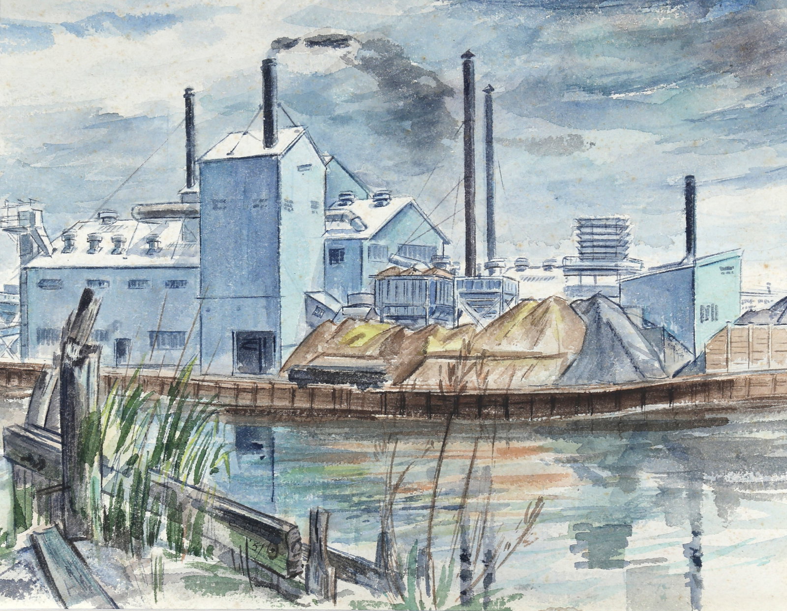 Charles Blaze Vukovich, Factory, Watercolor (1 of 2)