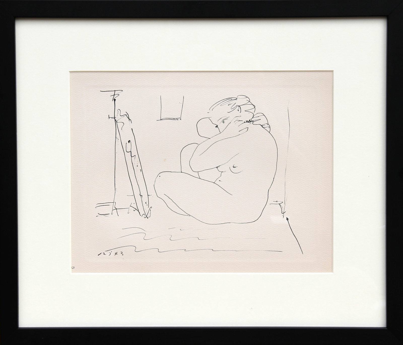after Pablo Picasso, Nude Model, Plate 5, Pochoir: Artist: Pablo Picasso, After, Spanish (1881 - 1973) Title: Nude Model, Plate 5 Year: of Original: 1943 | Year Printed: 1952 Medium: Pochoir on Lana Paper Size: 9.5 in. x 12.25 in. (24.13 cm x 31.12 cm