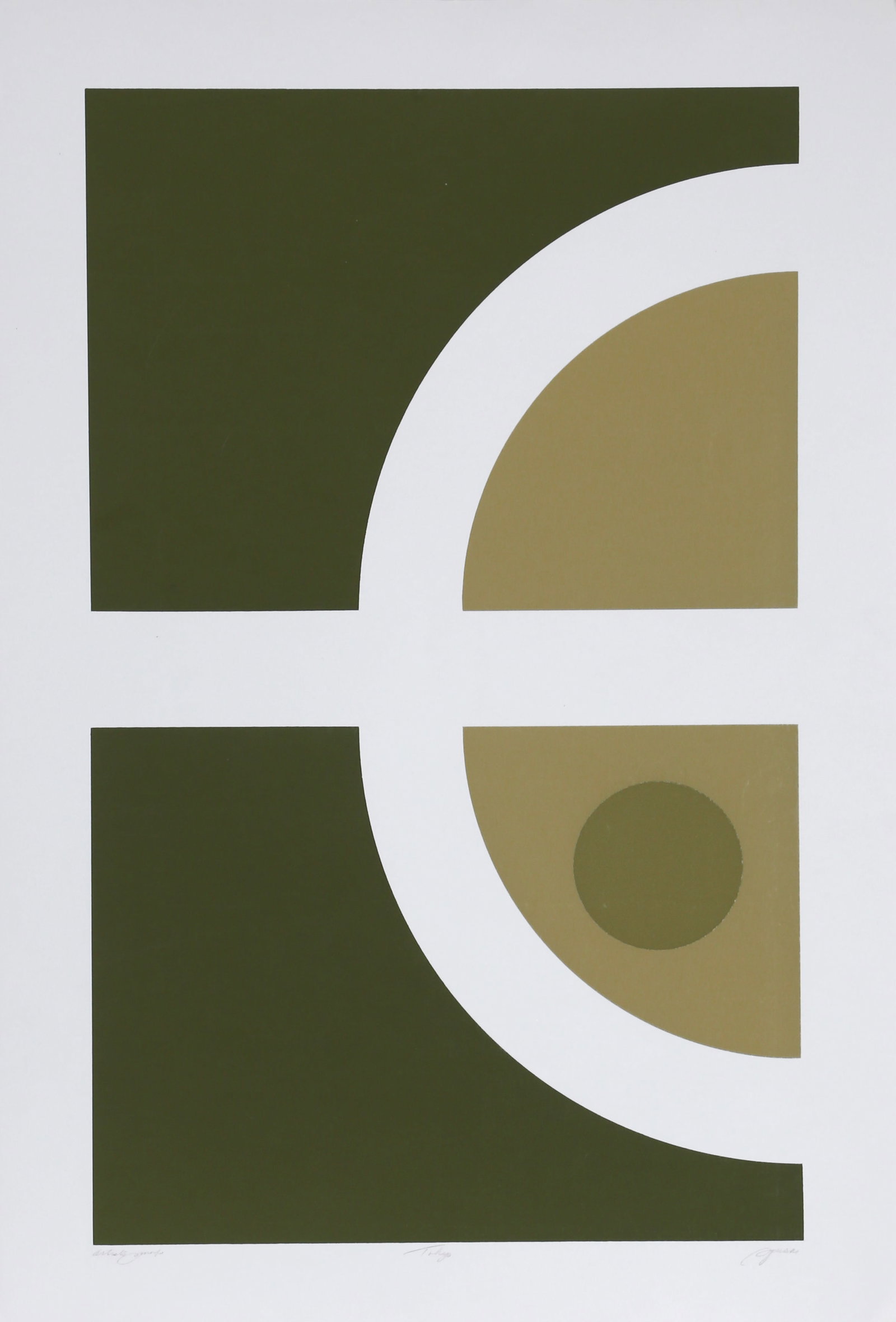 Robert Squeri, Tokyo 4, Screenprint: Artist: Robert Squeri, American (1923 - 2018) Title: Tokyo 4 Year: circa 1970 Medium: Screenprint, signed and numbered in pencil Edition: AP Image Size: 27 x 16.5 inches Size: 31 x 21.5 in. (78.74 x 5