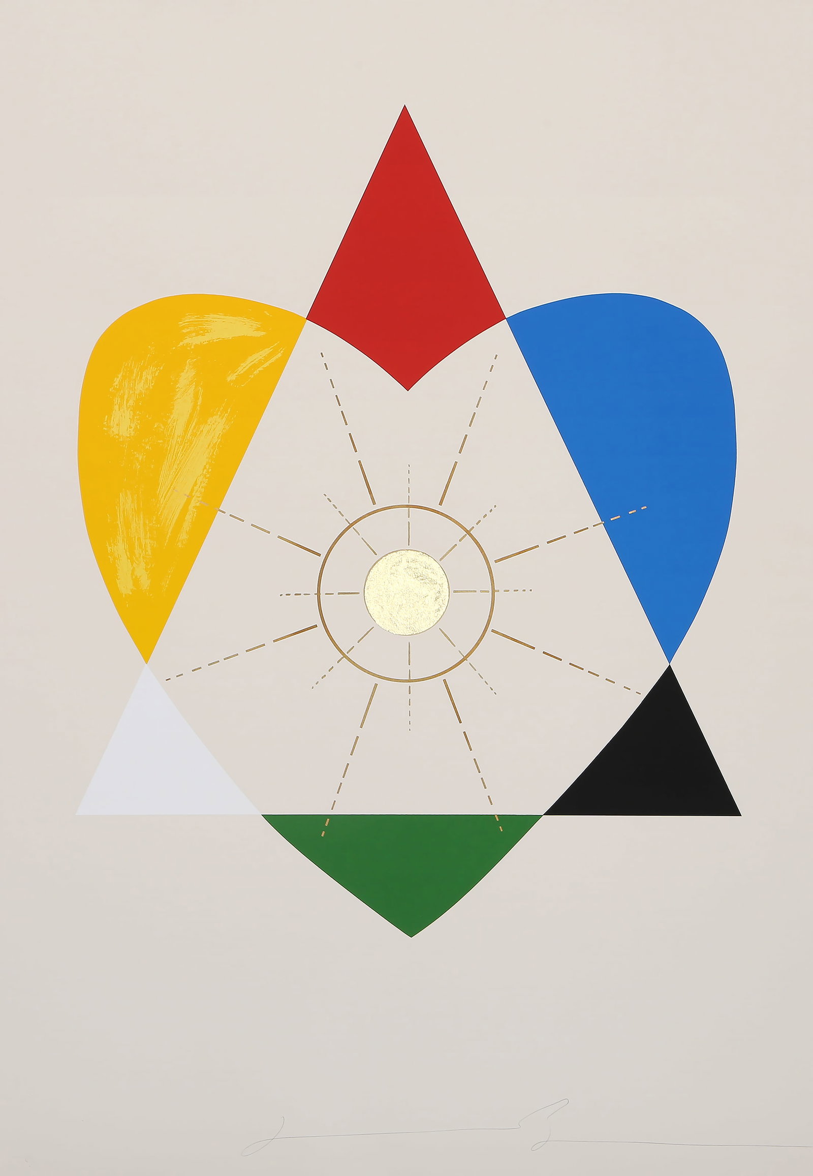 Jonathan Borofsky, The Balance of Love and Work Produces Energy, Screenprint and Gold-leaf (1 of 3)