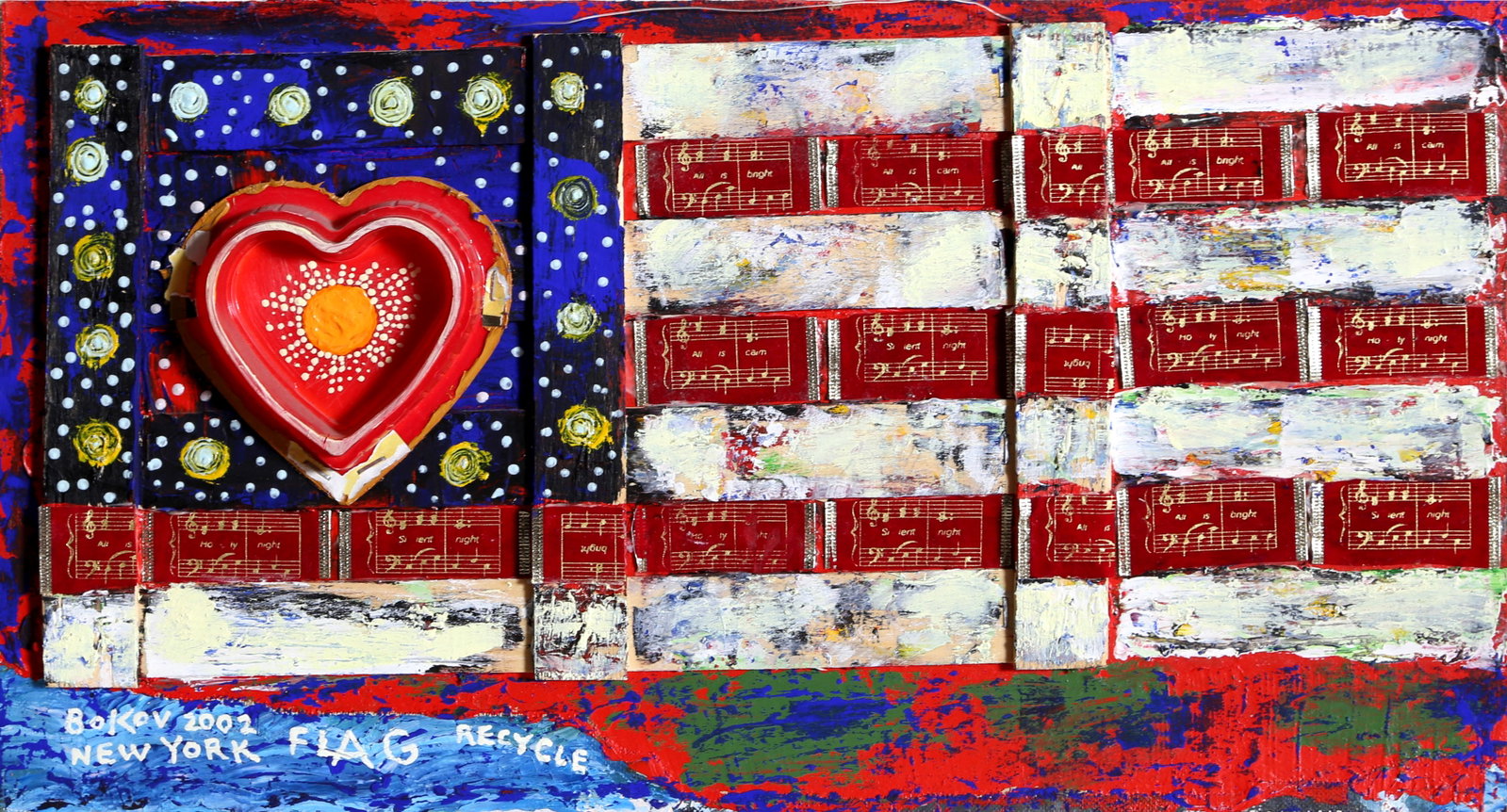 Konstantin Bokov, Flag, Found Art Collage on Wood (1 of 3)