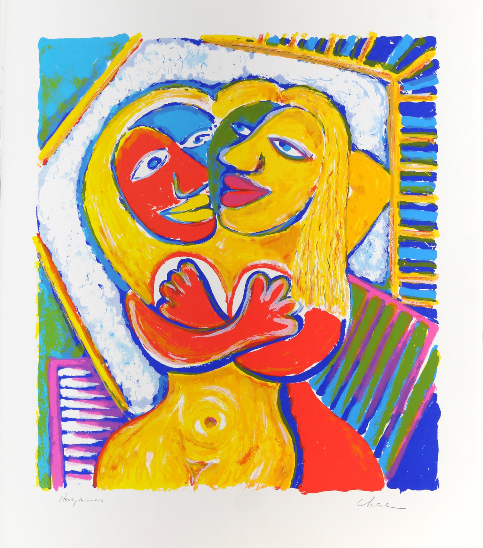 Chae Tong Yull, Honeymooners, Screenprint: Artist: Chae Tong Yull, Korean (1951 - ) Title: Honeymooners Medium: Screenprint, signed and numbered in pencil Edition: 250 Size: 30 x 26 in. (76.2 x 66.04 cm)