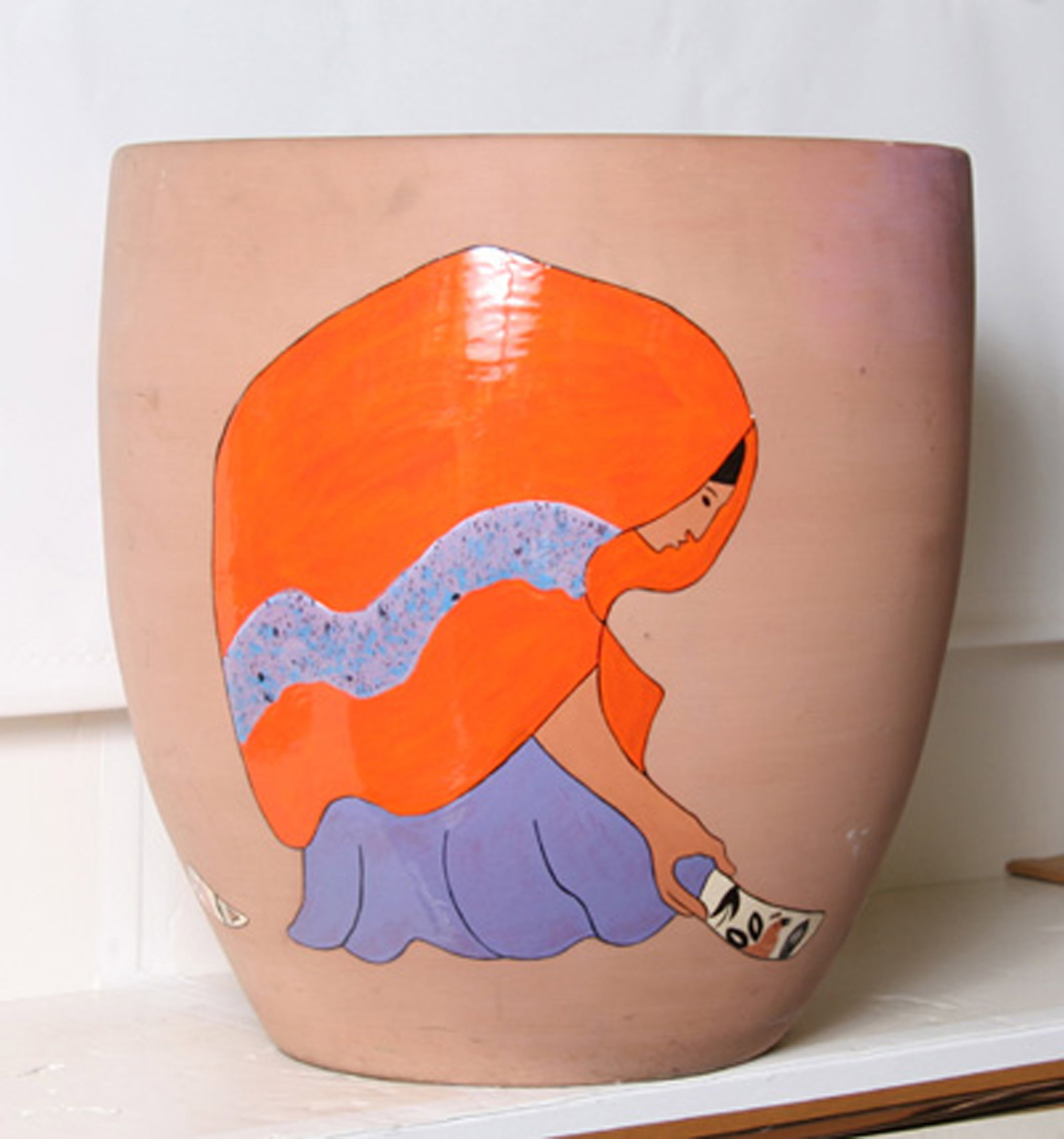 RC Gorman, Shard Picker, Glazed Terra Cotta Pottery (1 of 1)